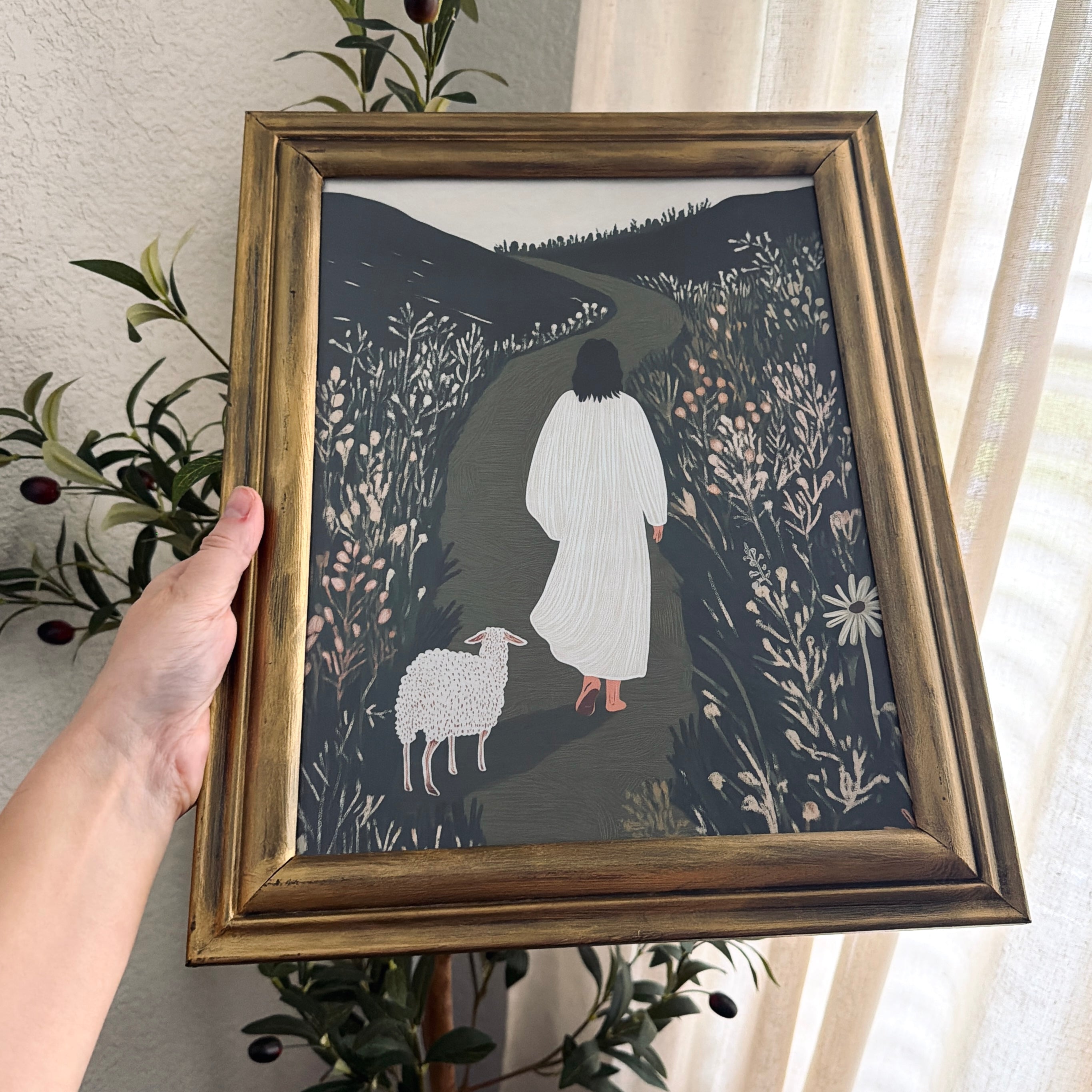 Lord, Lead Me Print in Vintage Wood Refinished Frame 11x14
