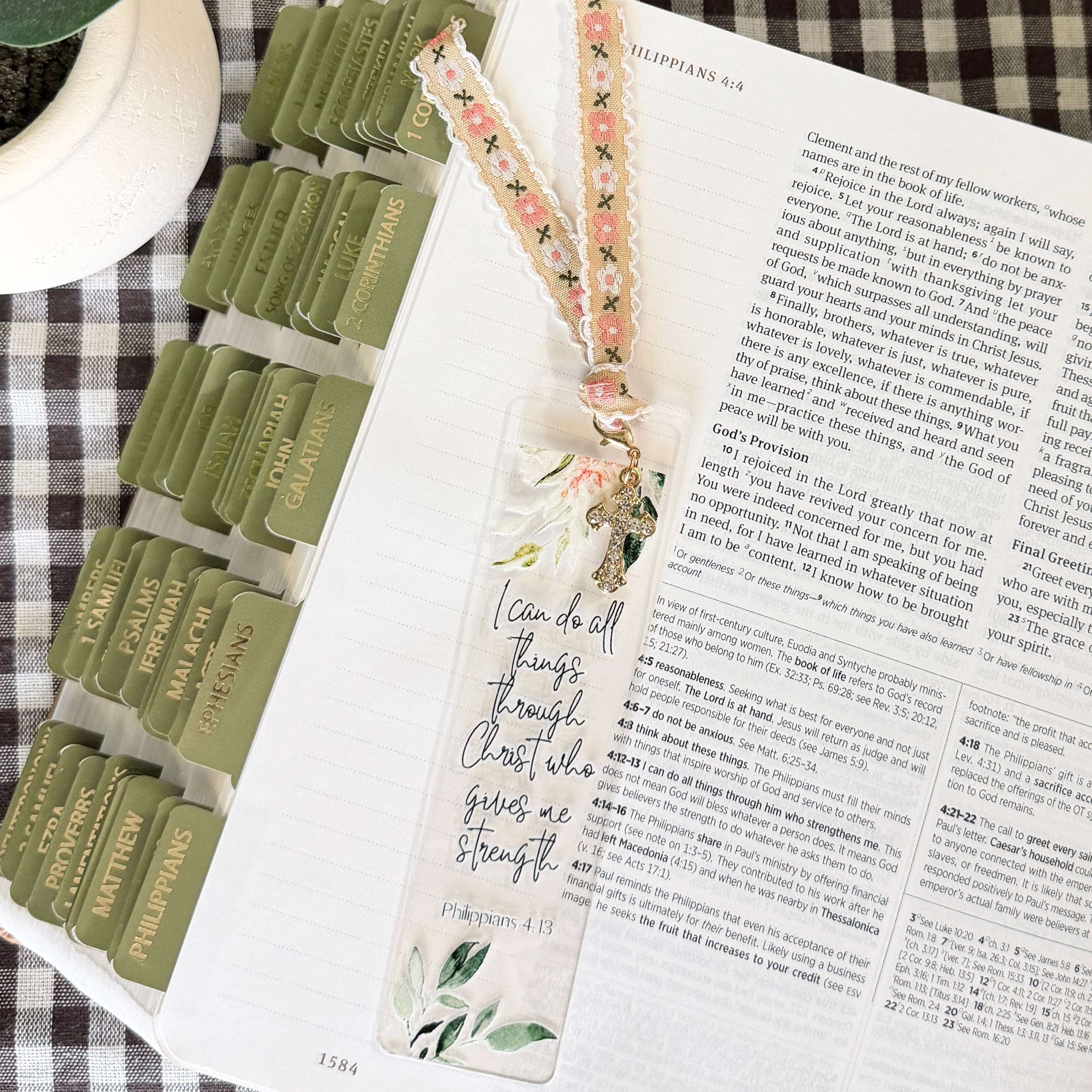 “All Things Through Christ” Bible Verse Charm Bookmark
