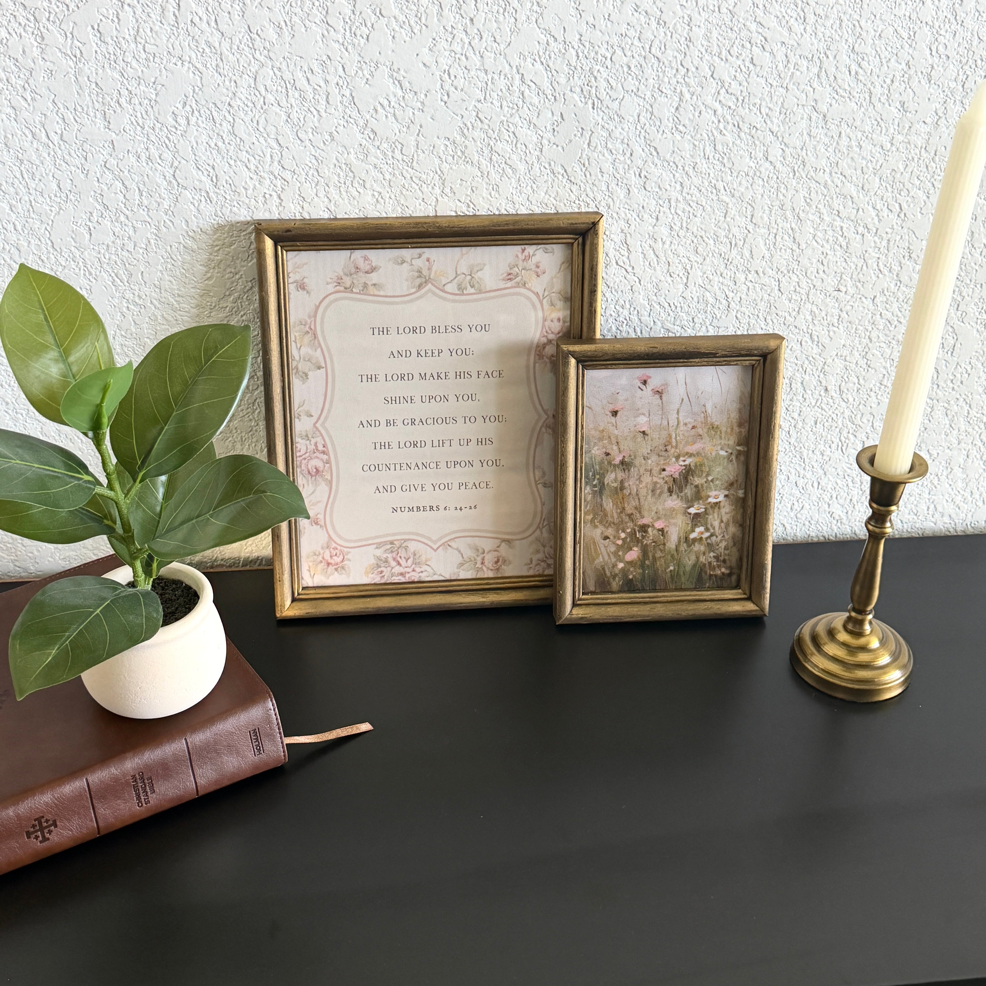 Set of 2 The Blessing Numbers 6:24-26 in Refinished Vintage Frames 8x10 & 5x7