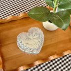 Clean Ingredient Hand Poured Candle in Vintage Heart Shaped Lidded Pressed Glass Trinket Dish