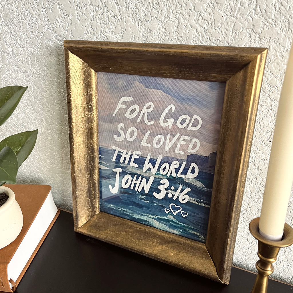 John 3:16 in Refinished Vintage Wood Frame 8x10
