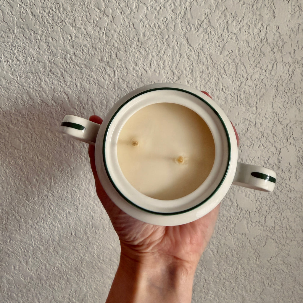 Clean Ingredient Hand Poured Candle in Vintage Lidded Sugar Jar