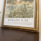 Romans 8:28 Bible Verse Print in Refinished Vintage Distressed Wood Frame 16x20