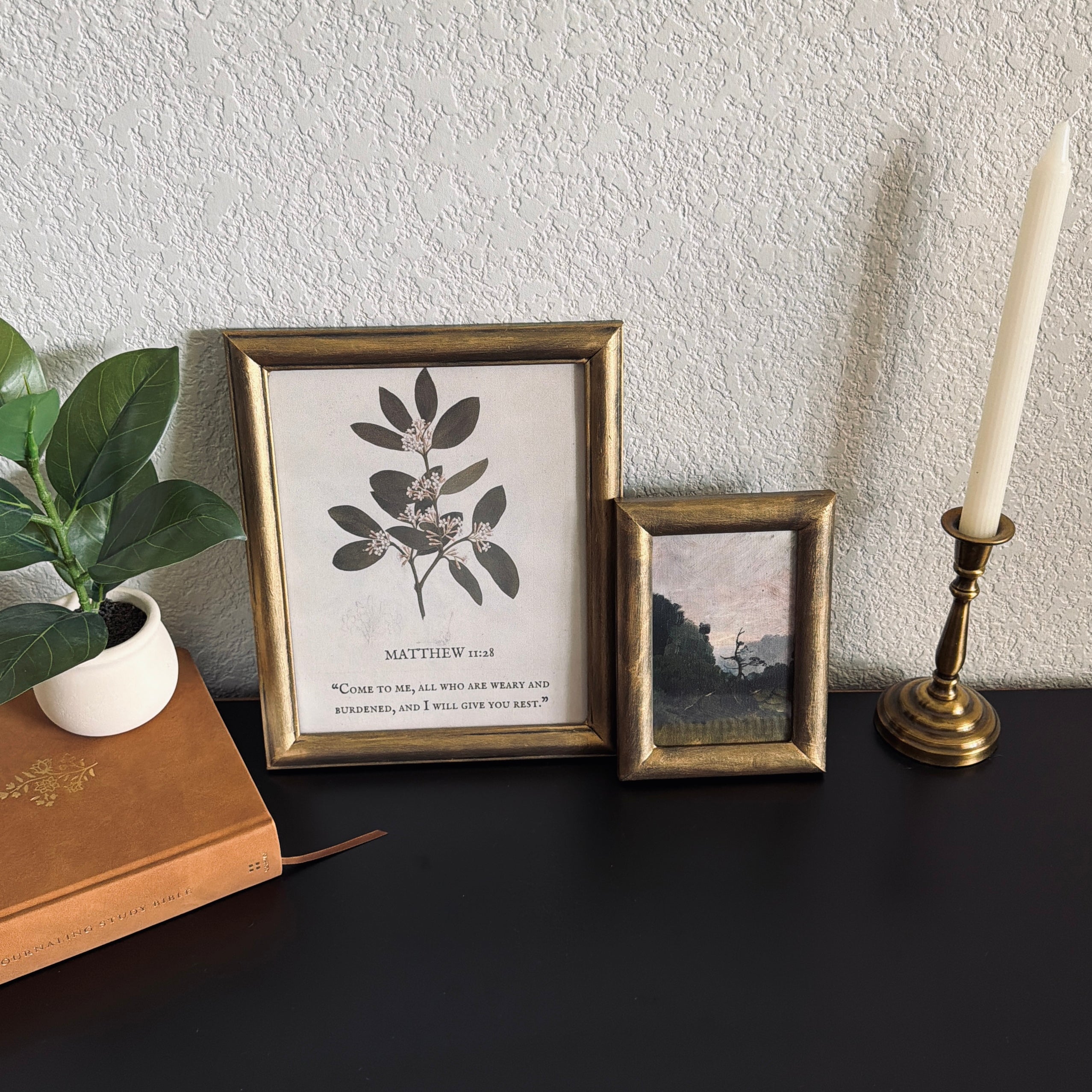 Set of 2 Come to Me Matthew 11:28 in Refinished Vintage Frames 8x10 & 4x6