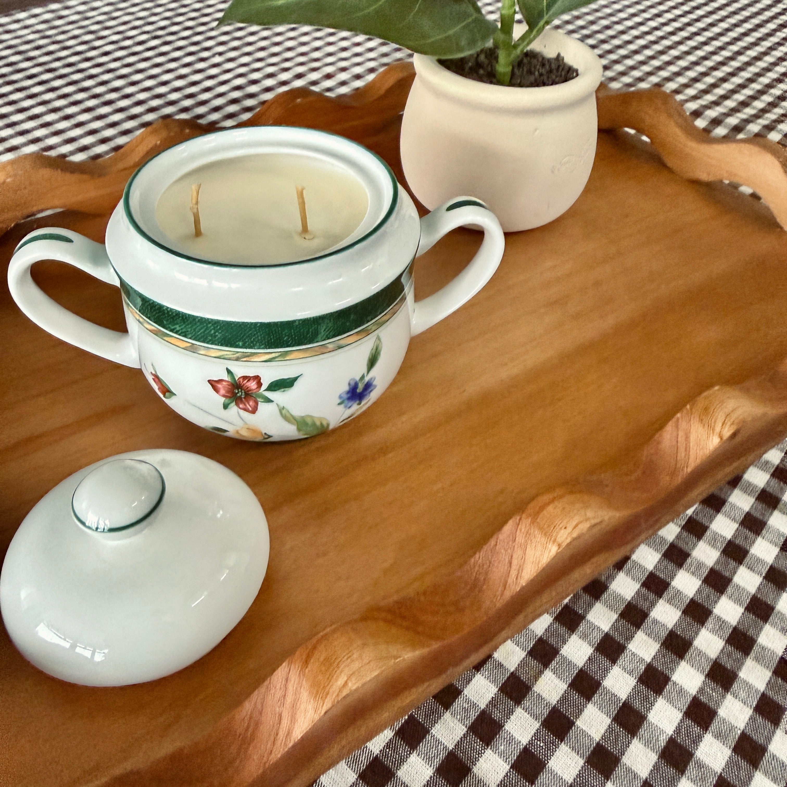 Clean Ingredient Hand Poured Candle in Vintage Lidded Sugar Jar