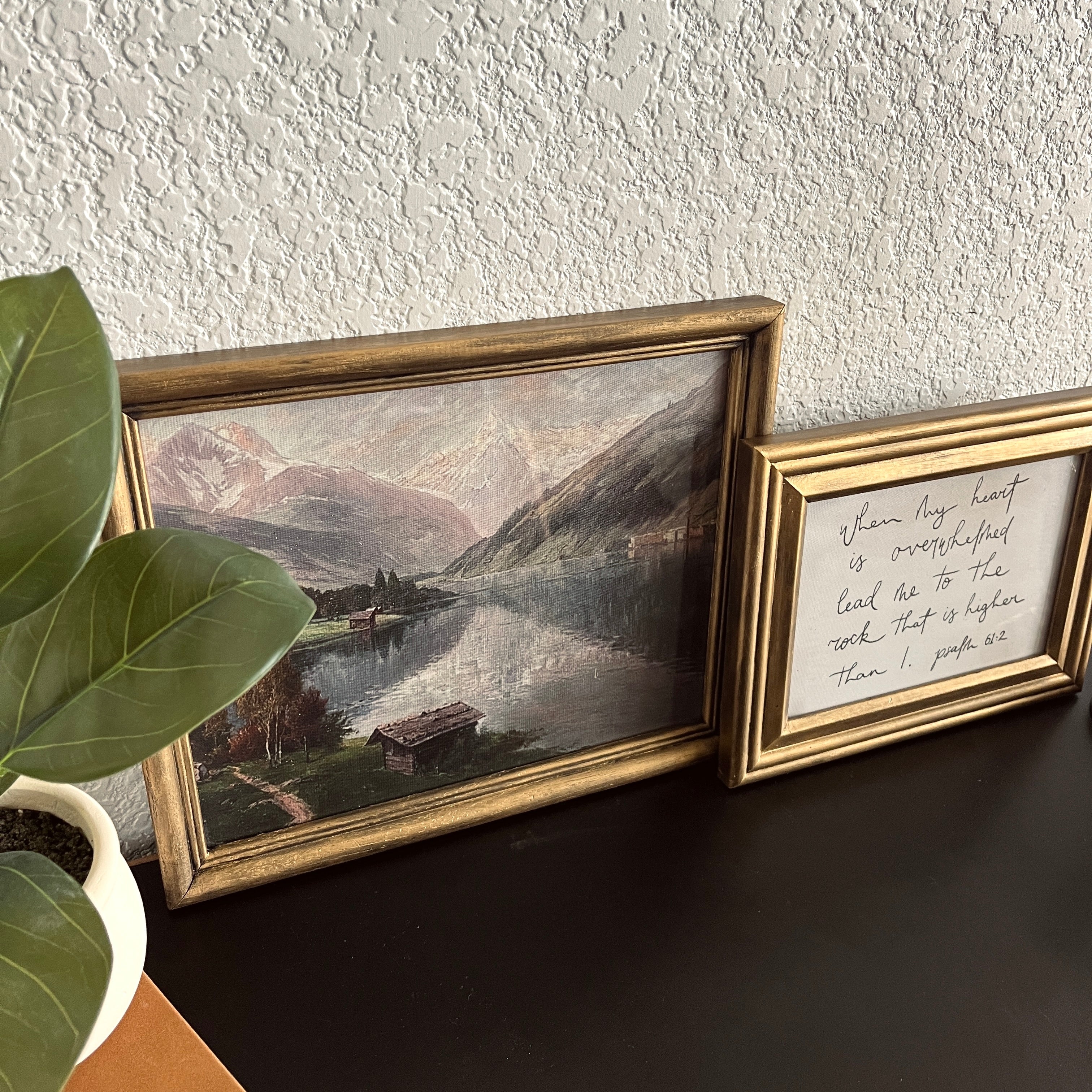 Set of 2 Psalm 61:2 in Refinished Frames 8x10 & 5x7