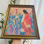 Bloom with Christ Print in Vintage Wood Refinished Frame 11x14