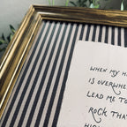 Psalm 61:2 “Lead me to the Rock” Verse Print in Refinished Vintage Wood Frame 14.5x14.5