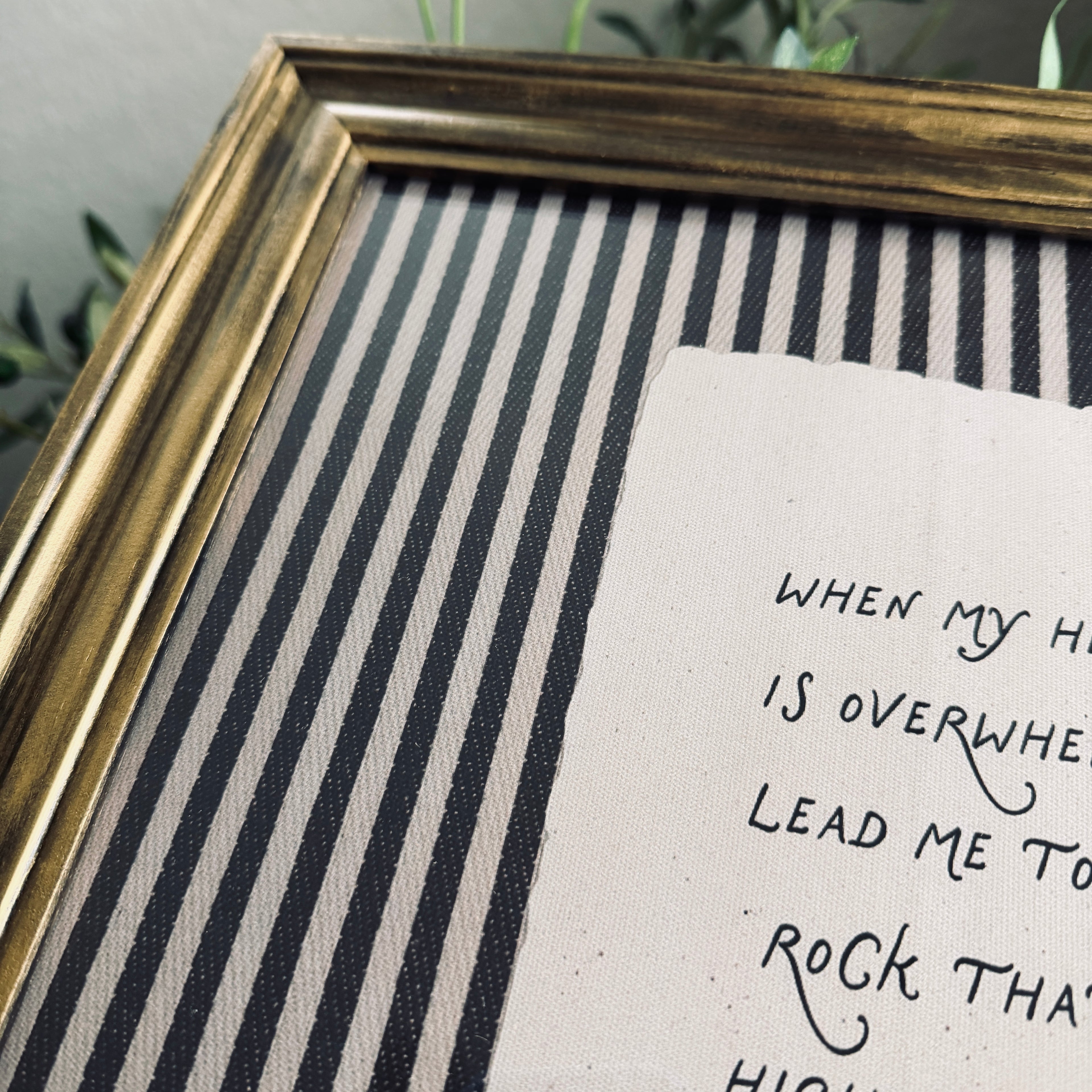 Psalm 61:2 “Lead me to the Rock” Verse Print in Refinished Vintage Wood Frame 14.5x14.5
