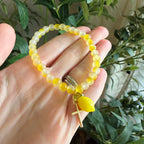 “Life Gives You Lemons, Jesus Makes Lemonade” Handmade Glass Bead Stretch Bracelet with Lemon and Cross Charm