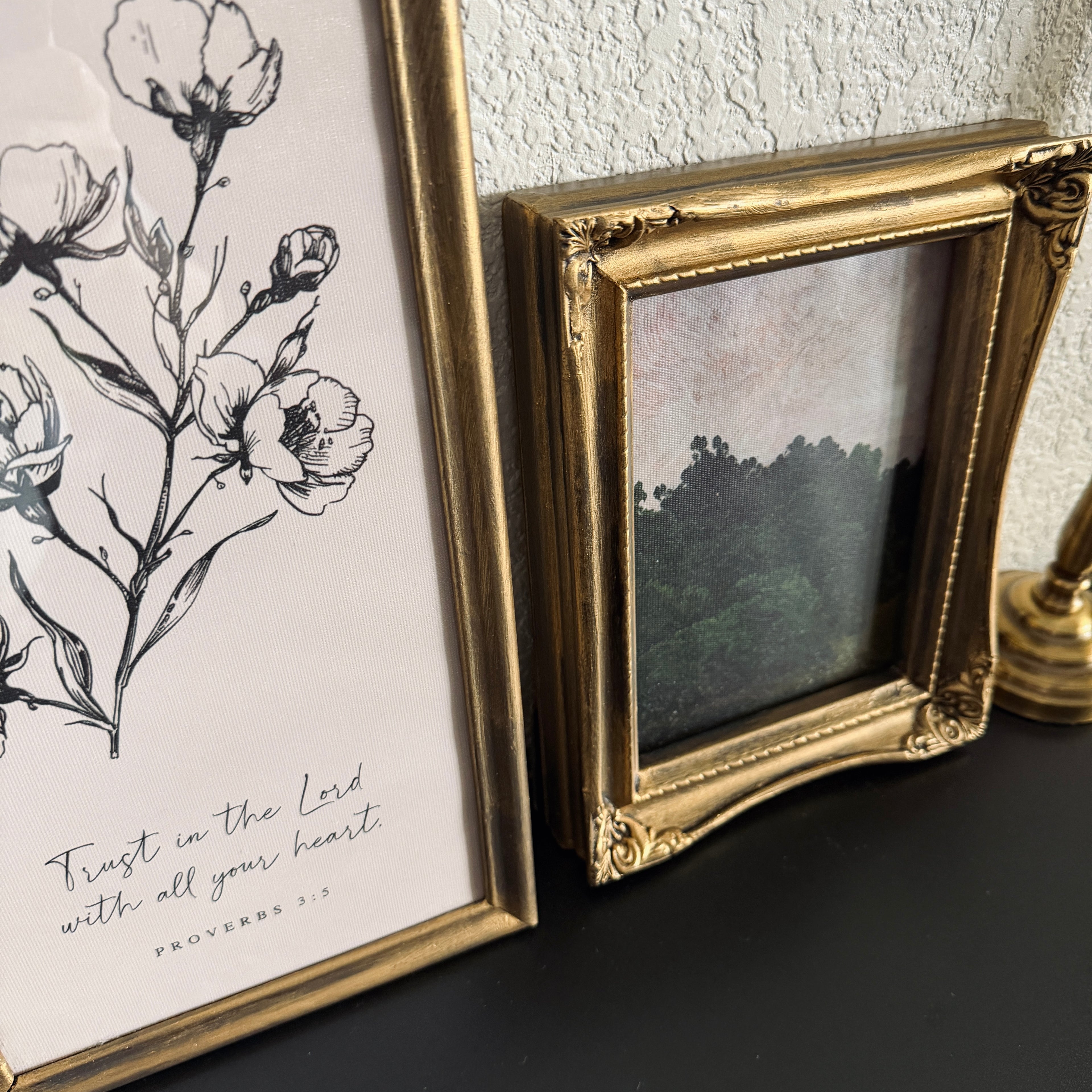 Set of 2 Trust in the Lord Proverbs 3:5 in Refinished Vintage Frames 7 x 12.5 & 5x7