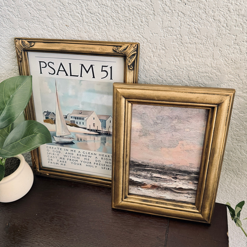 Set of 2 Psalm 51 in Refinished Vintage Frames 8x10 & 5x7