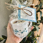 Clean Ingredient Hand Poured Candle in Vintage Blue Flower Tea Cup