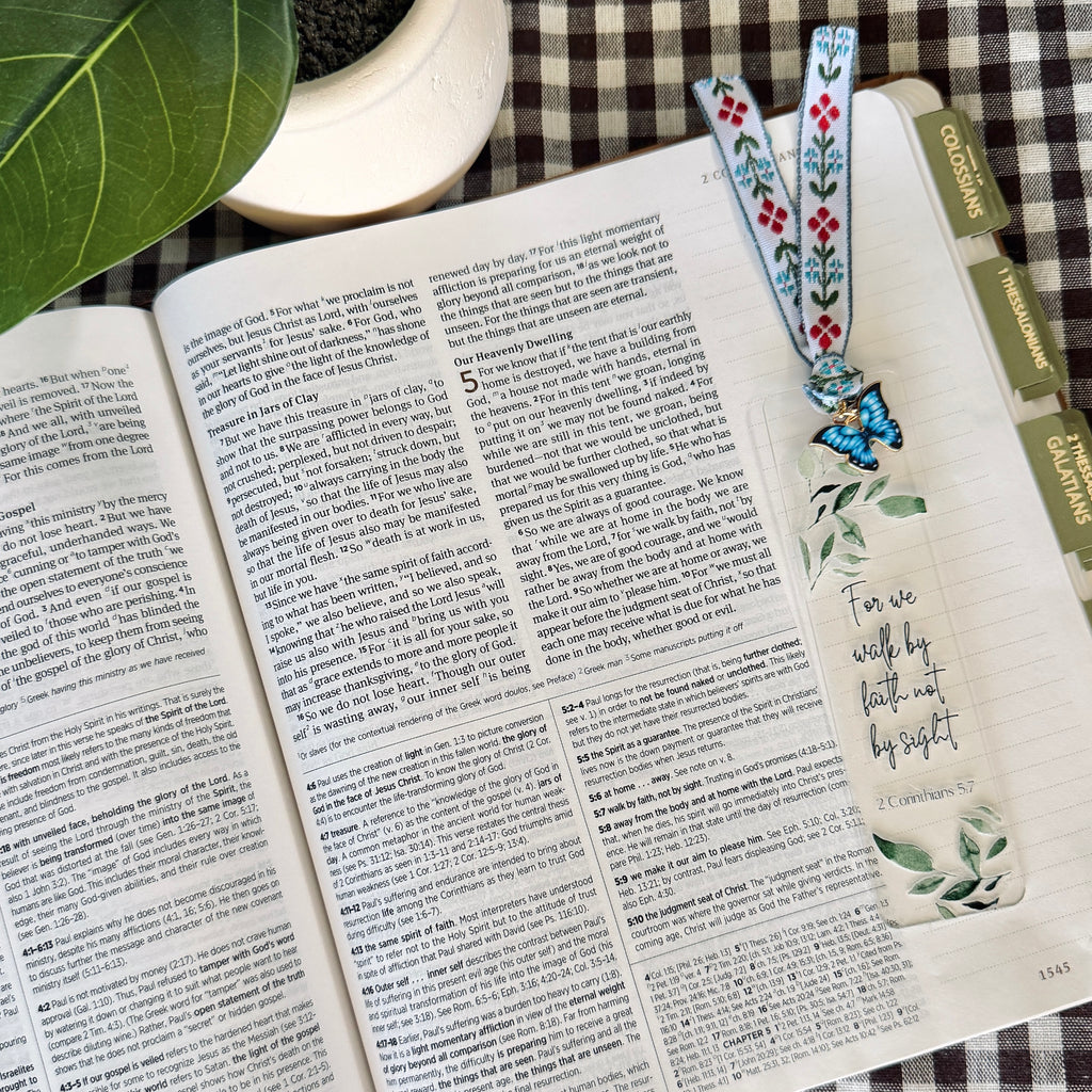 “Walk by Faith” Bible Verse Charm Bookmark