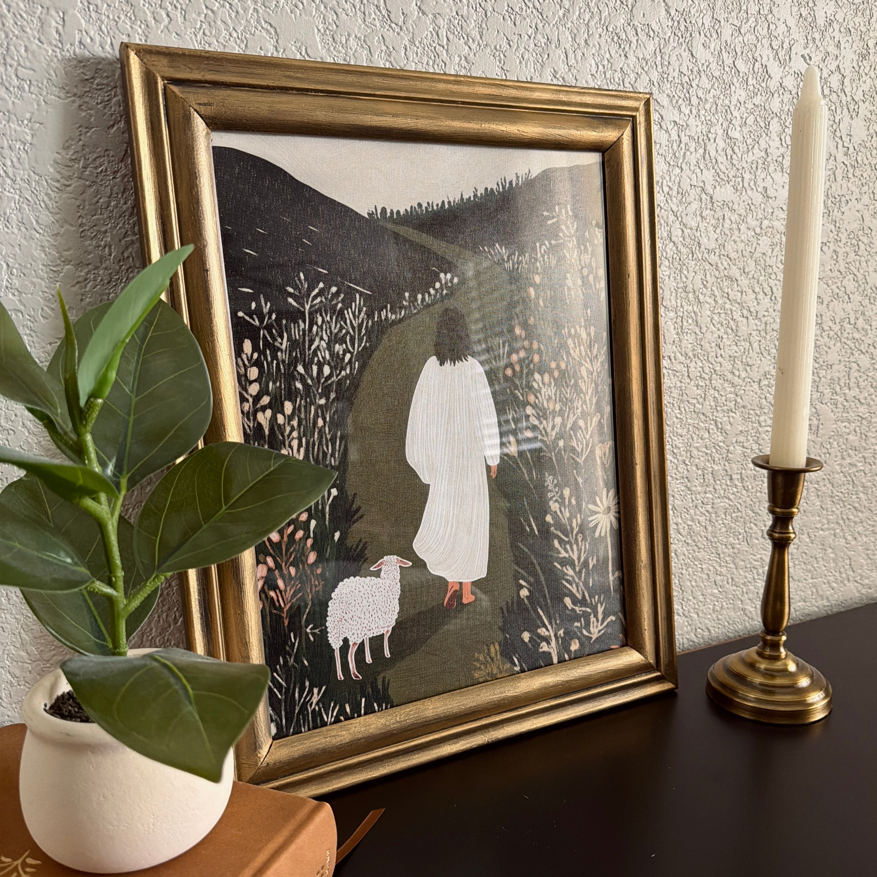 Lord, Lead Me Print in Vintage Wood Refinished Frame 11x14