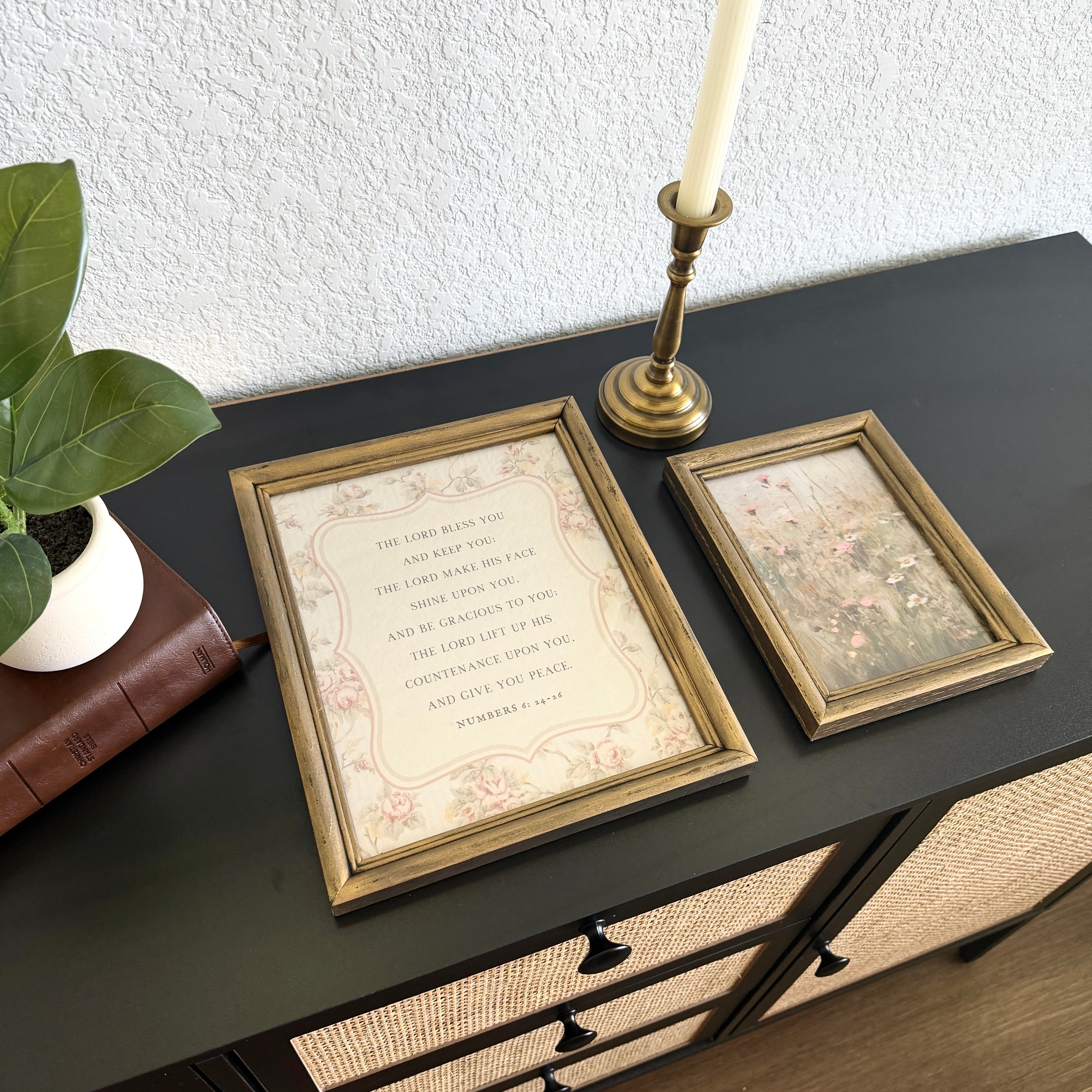 Set of 2 The Blessing Numbers 6:24-26 in Refinished Vintage Frames 8x10 & 5x7