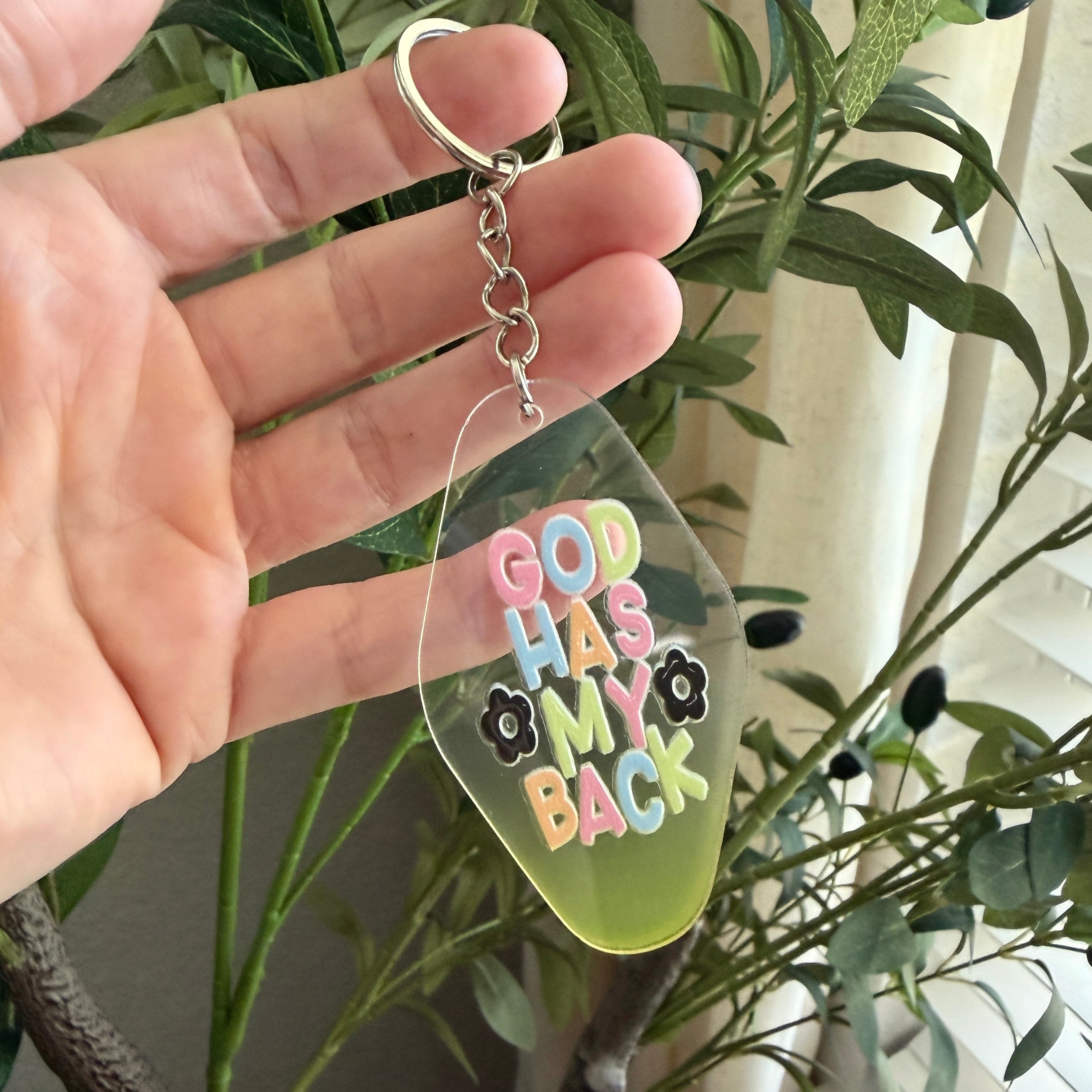 God Has My Back Keychain/Bag Charm Yellow Ombré