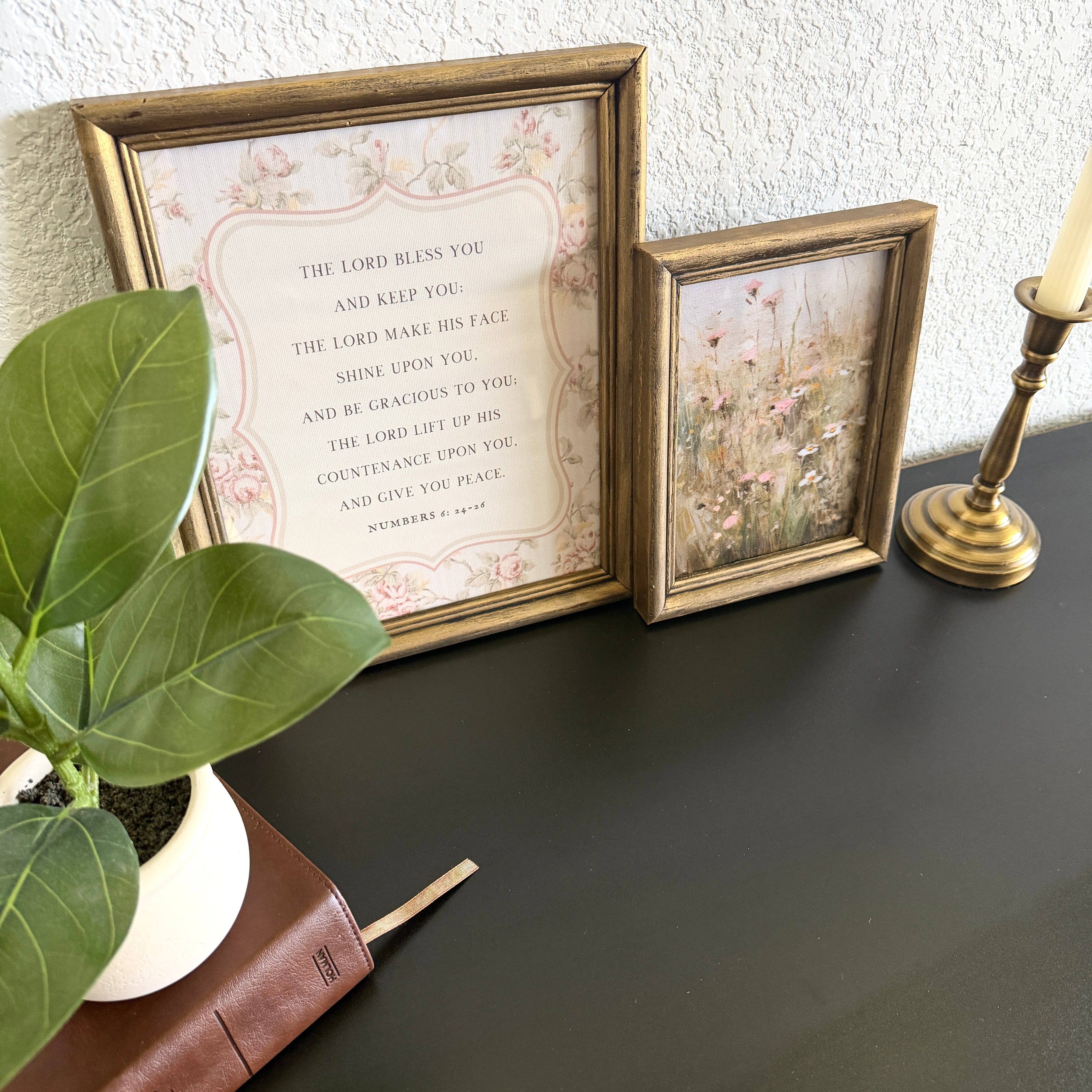 Set of 2 The Blessing Numbers 6:24-26 in Refinished Vintage Frames 8x10 & 5x7