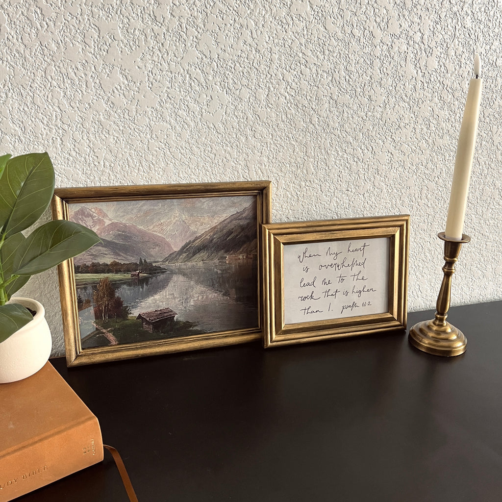 Set of 2 Psalm 61:2 in Refinished Frames 8x10 & 5x7