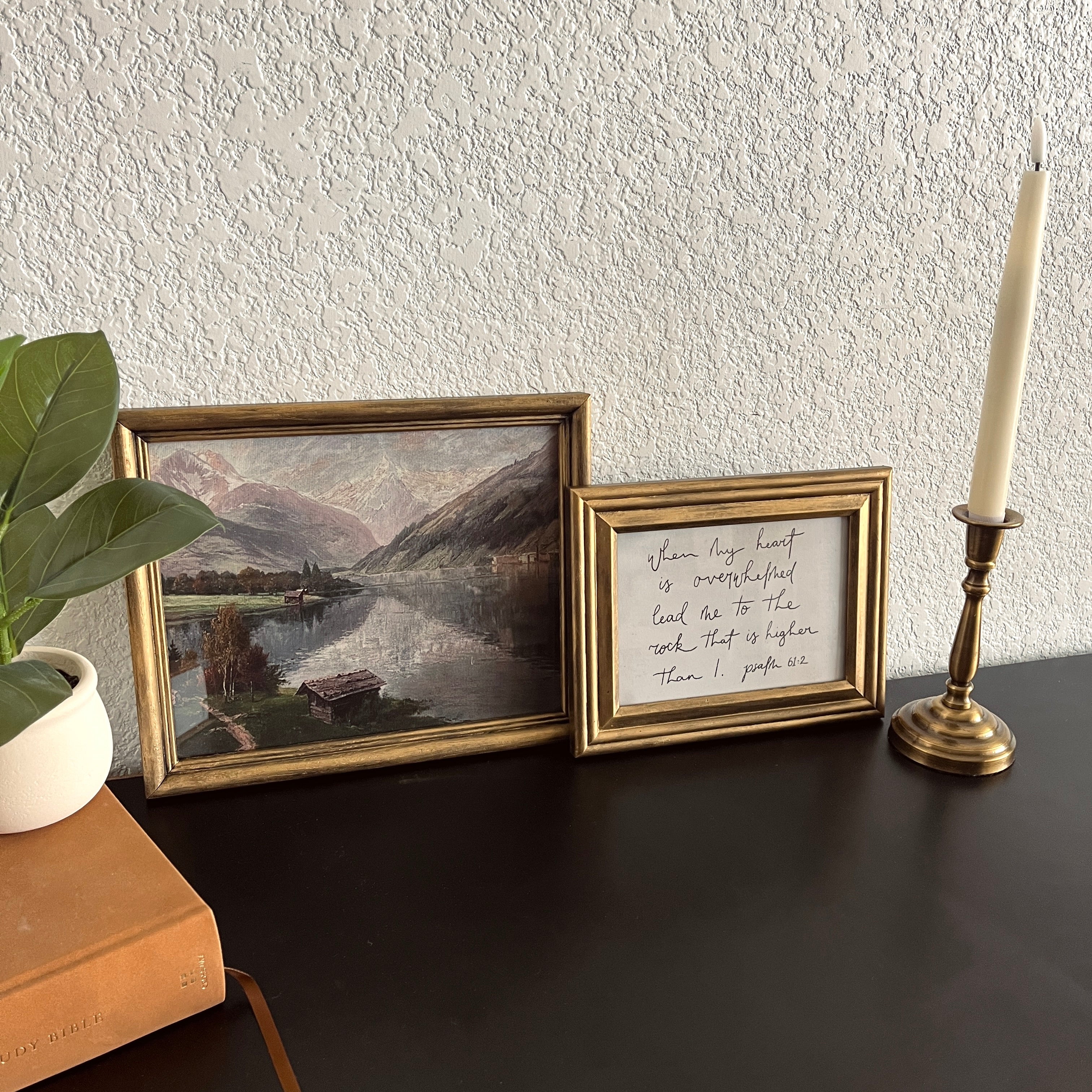 Set of 2 Psalm 61:2 in Refinished Frames 8x10 & 5x7