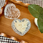 Clean Ingredient Hand Poured Candle in Vintage Heart Shaped Lidded Pressed Glass Trinket Dish