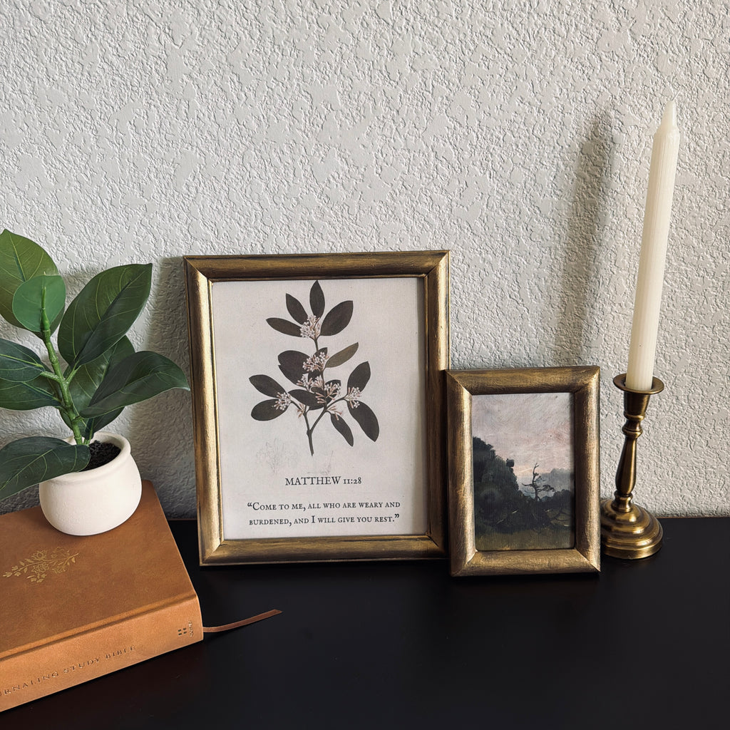 Set of 2 Come to Me Matthew 11:28 in Refinished Vintage Frames 8x10 & 4x6