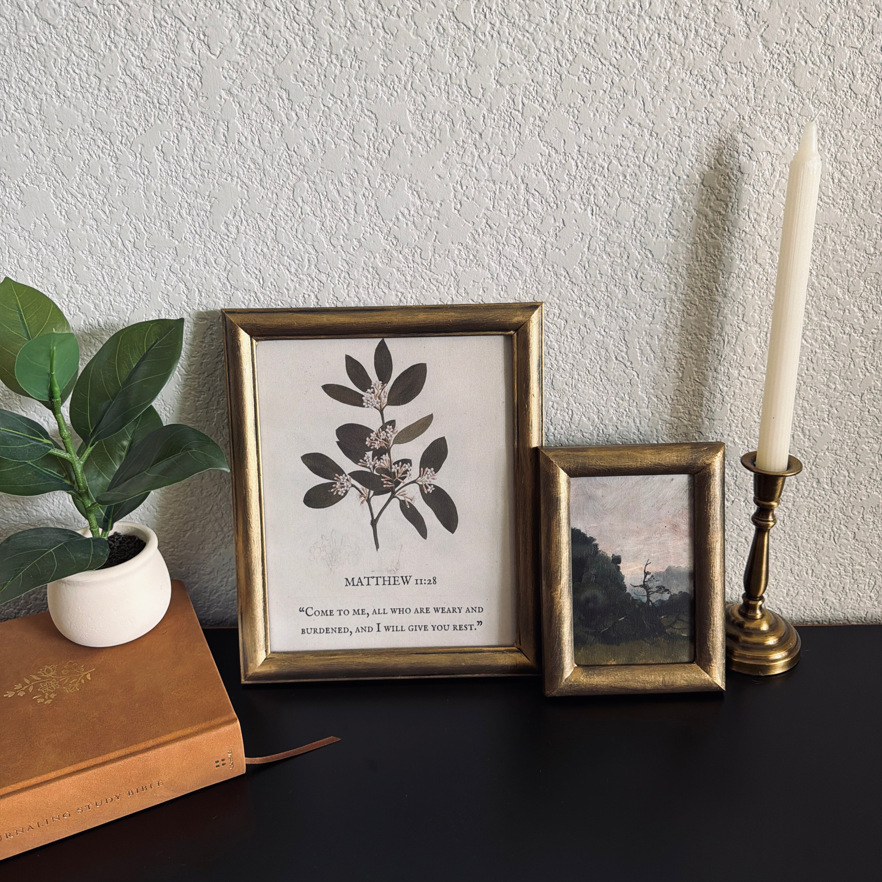 Set of 2 Come to Me Matthew 11:28 in Refinished Vintage Frames 8x10 & 4x6