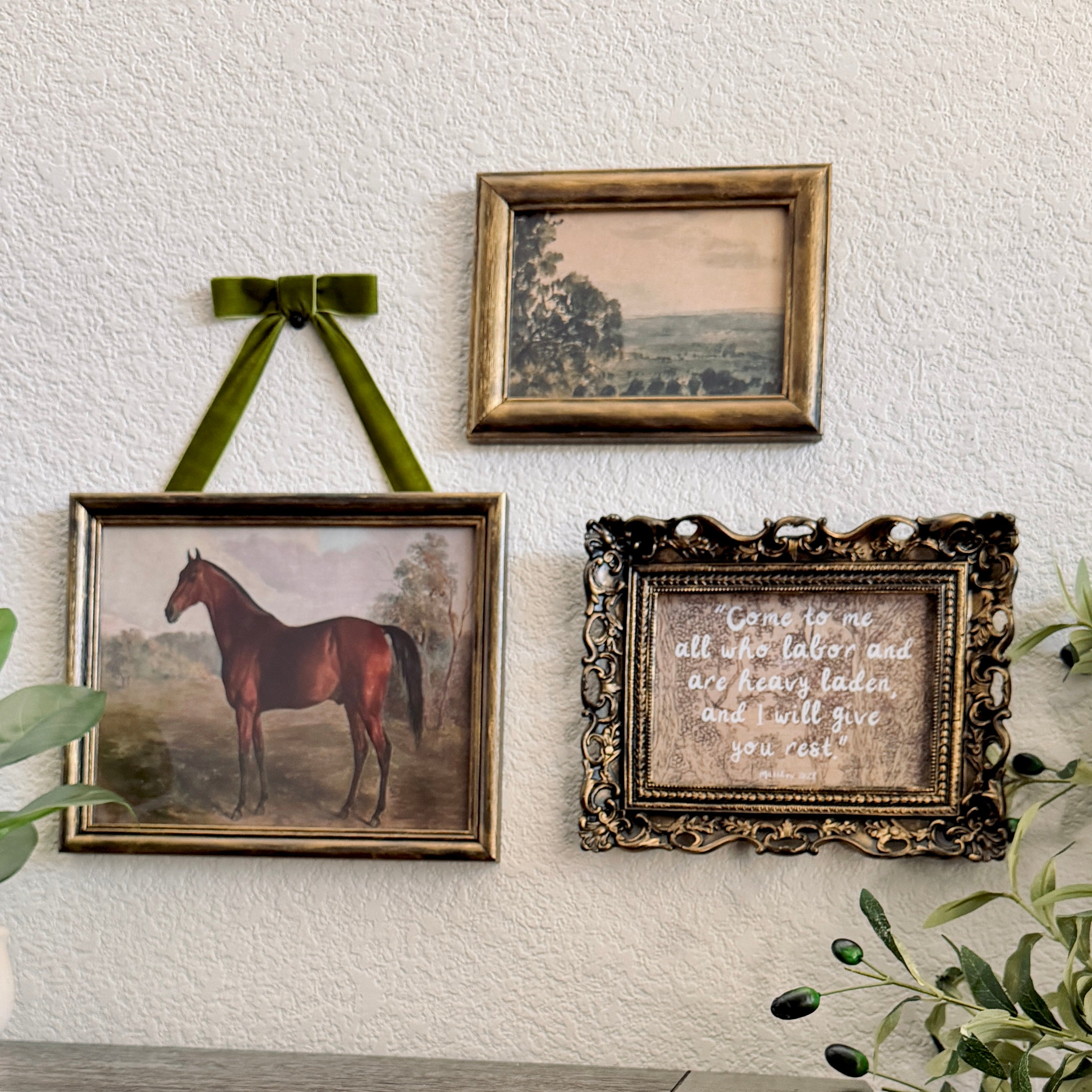 Set of 3 “Rest in Jesus” Bible Verse in Refinished Vintage Frames 5x7s & 8x10 Matthew 11:28
