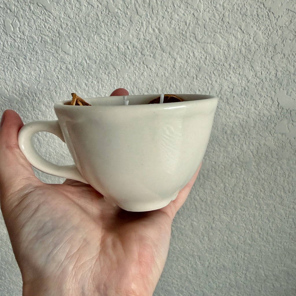 Clean Ingredient Hand Poured Candle in Vintage Tea Cup