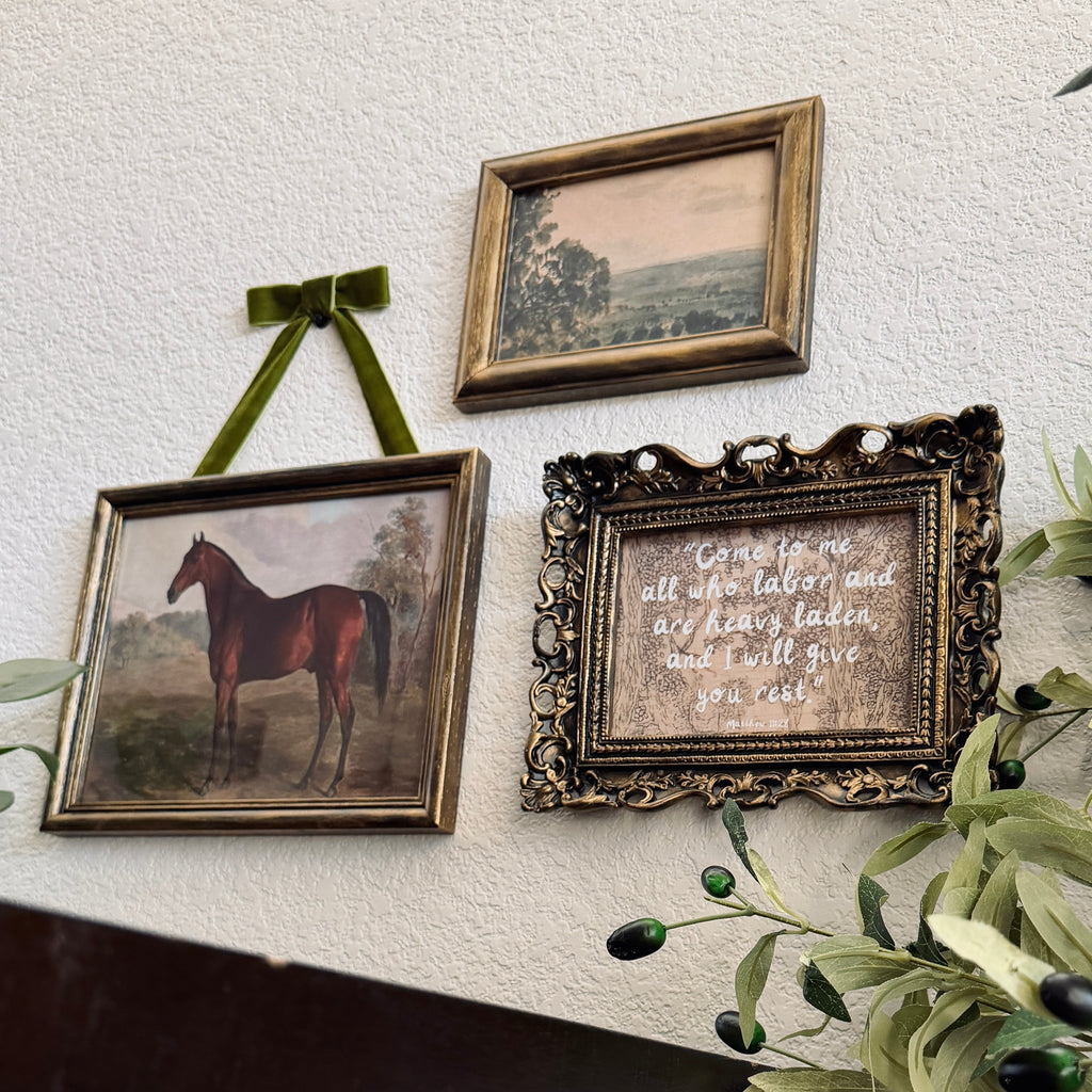 Set of 3 “Rest in Jesus” Bible Verse in Refinished Vintage Frames 5x7s & 8x10 Matthew 11:28