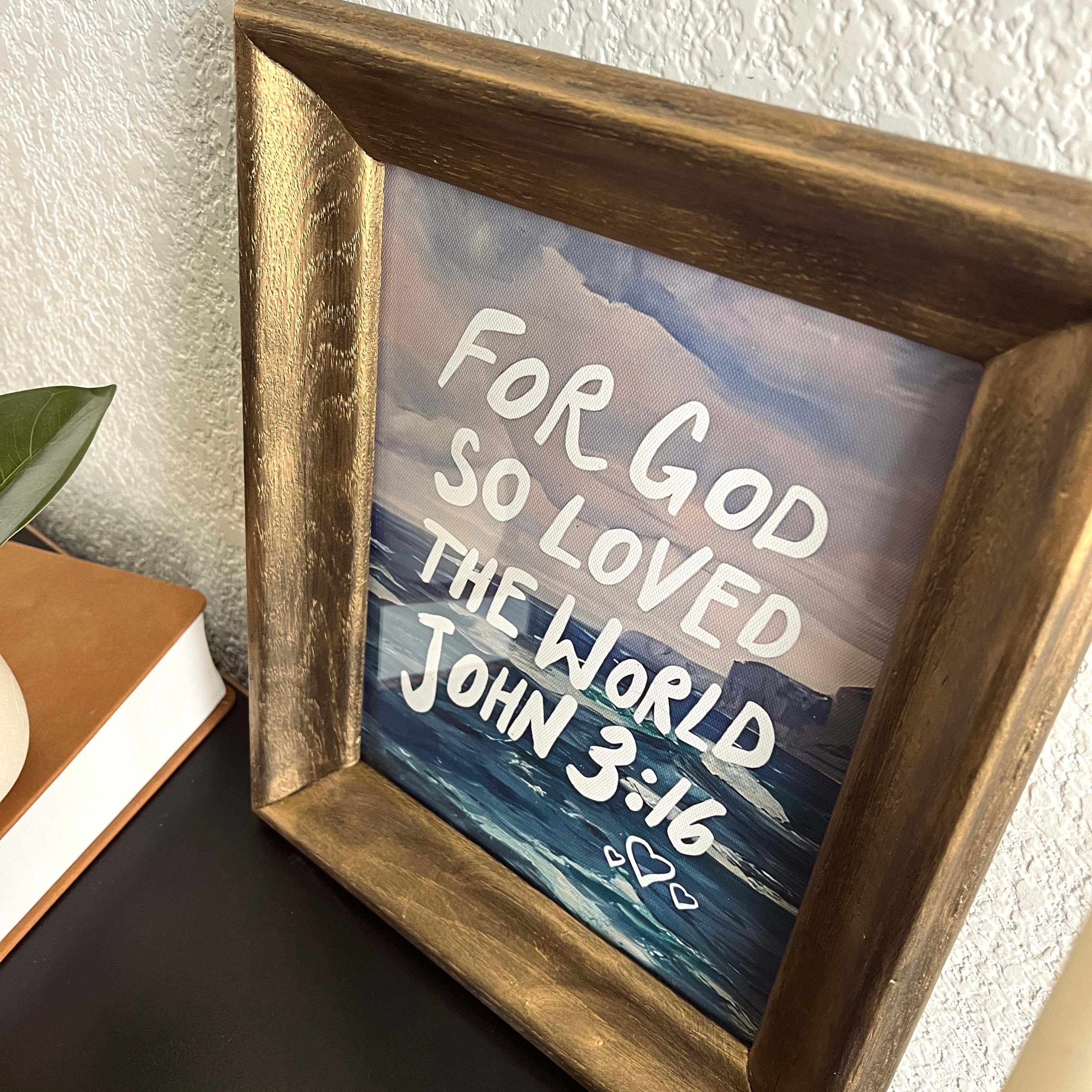 John 3:16 in Refinished Vintage Wood Frame 8x10
