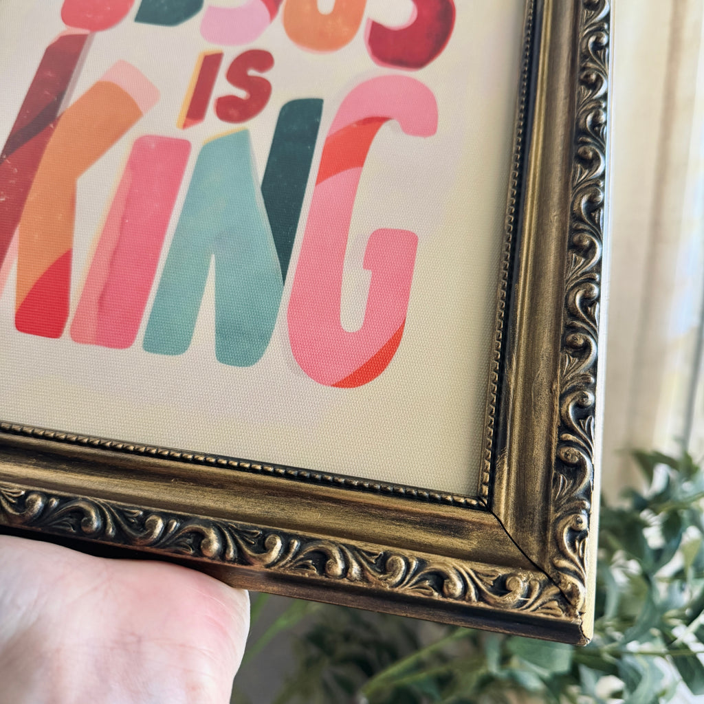 JESUS IS KING in Refinished Vintage Detailed Ornate Wood Frame 8x10