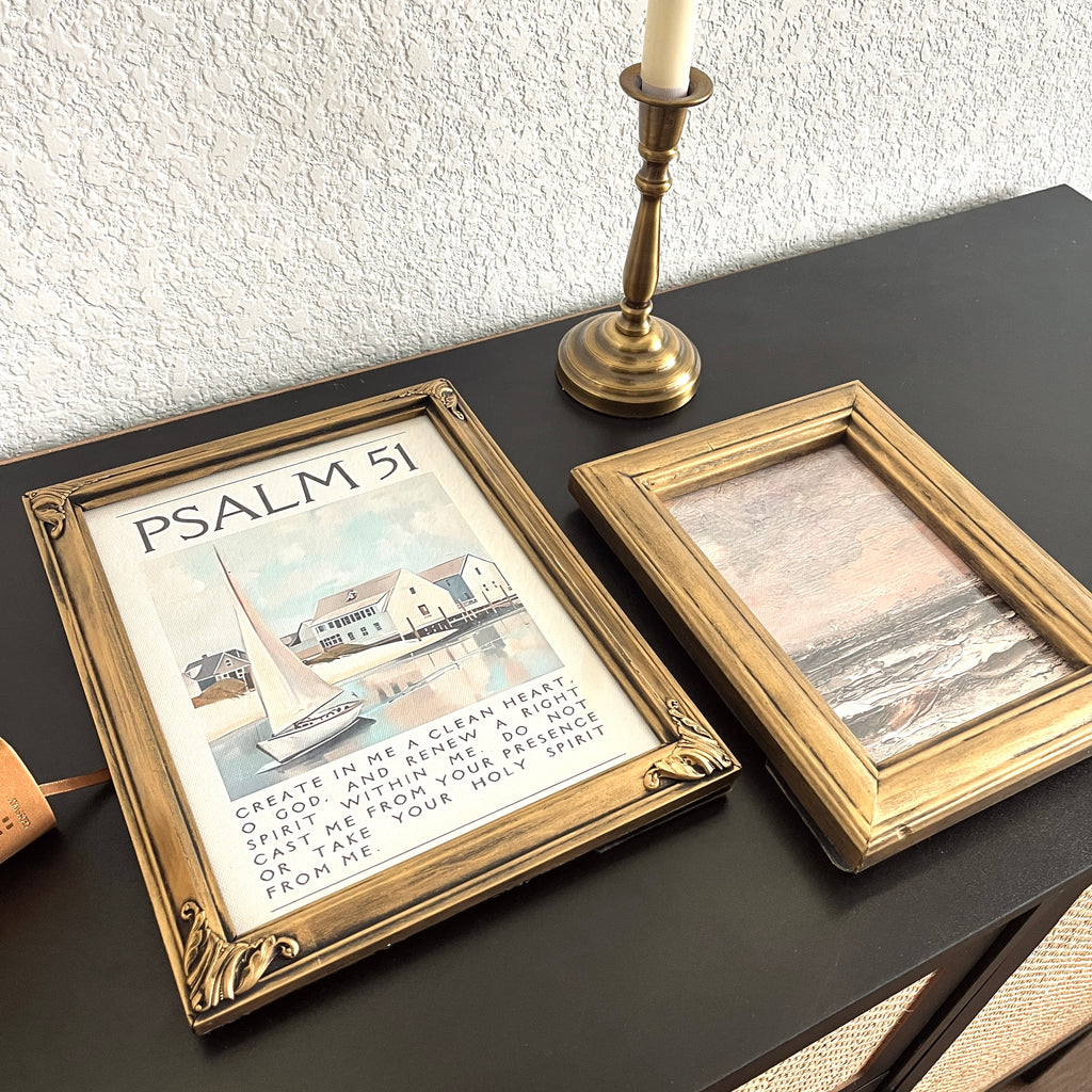 Set of 2 Psalm 51 in Refinished Vintage Frames 8x10 & 5x7