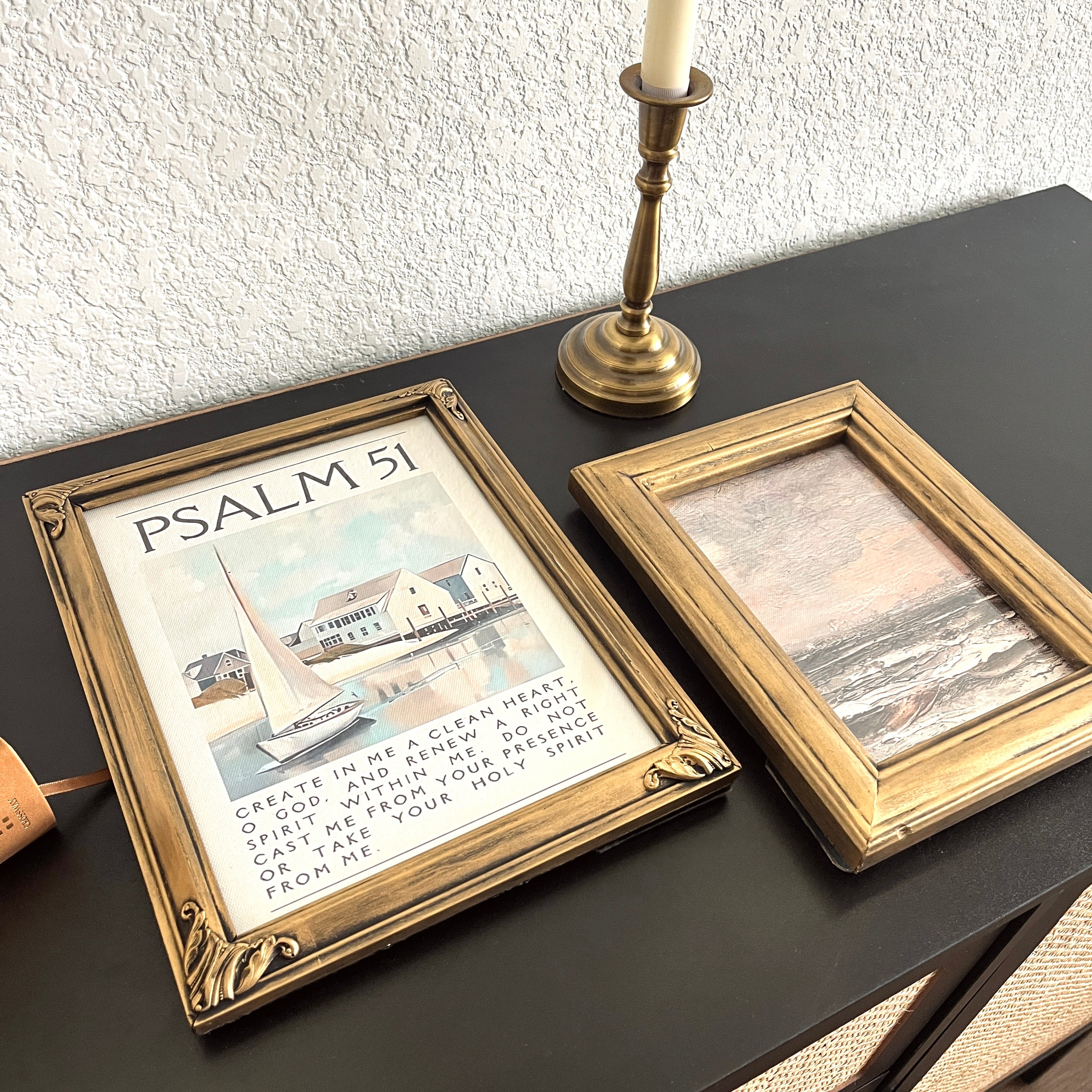 Set of 2 Psalm 51 in Refinished Vintage Frames 8x10 & 5x7