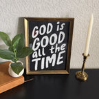 God is Good Print in Vintage Wood Refinished Frame 11x14