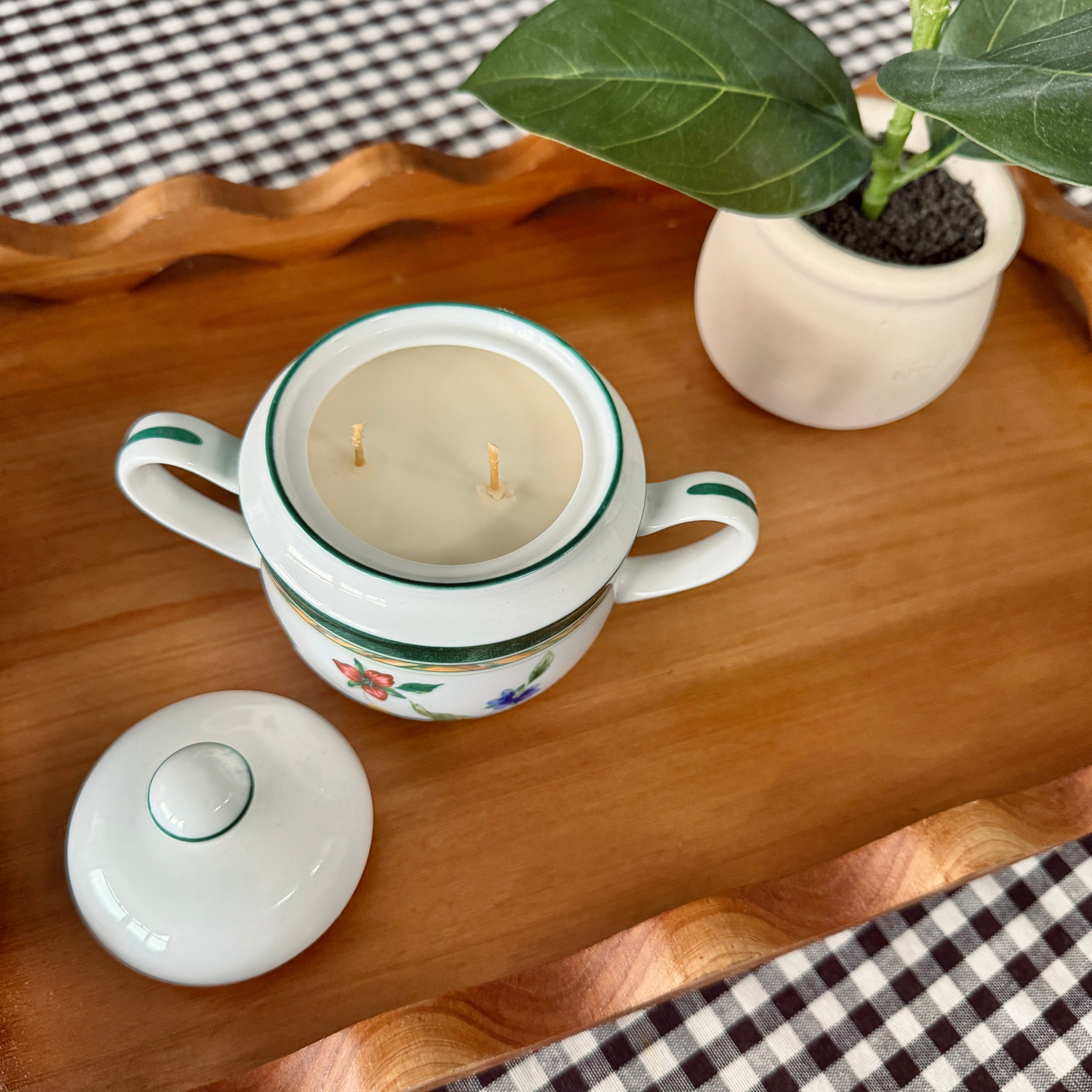 Clean Ingredient Hand Poured Candle in Vintage Lidded Sugar Jar