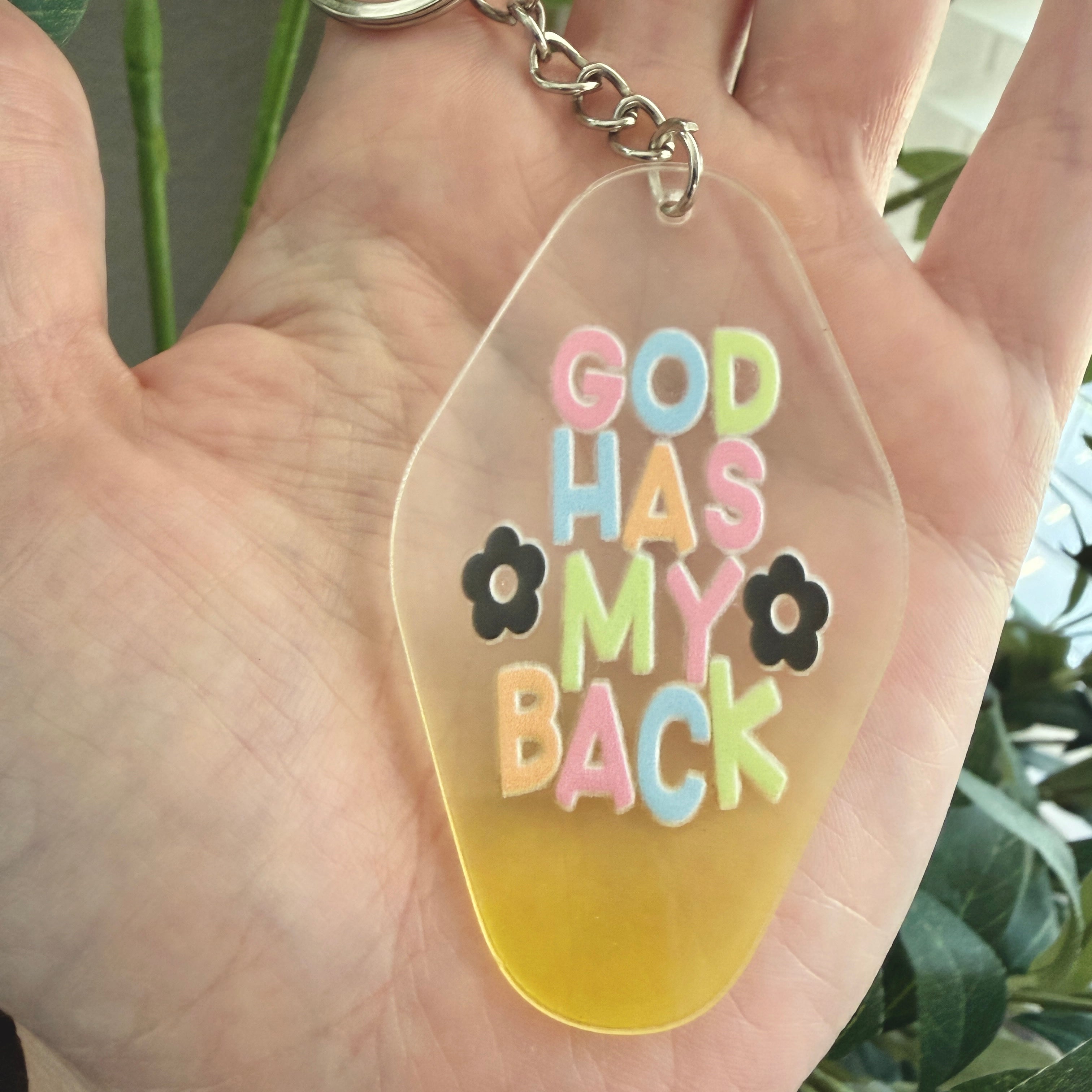 God Has My Back Keychain/Bag Charm Yellow Ombré