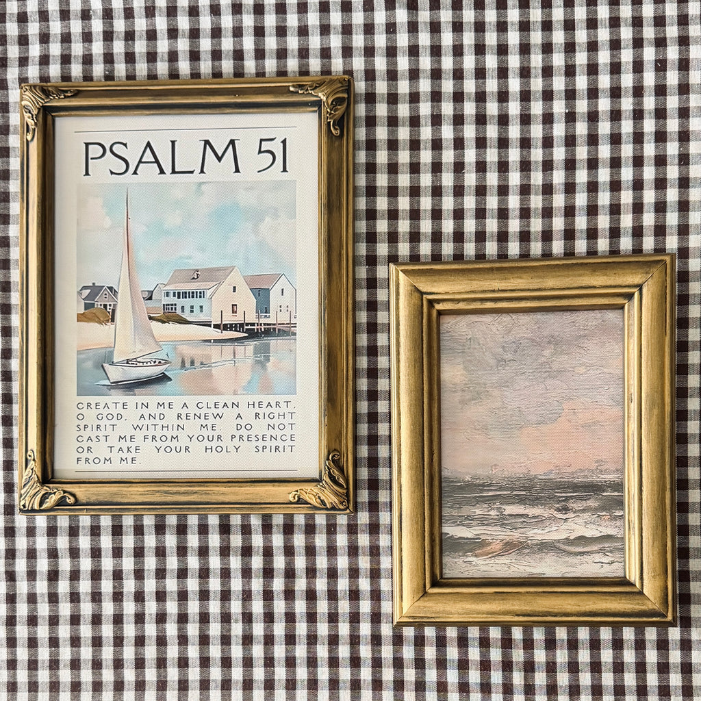 Set of 2 Psalm 51 in Refinished Vintage Frames 8x10 & 5x7