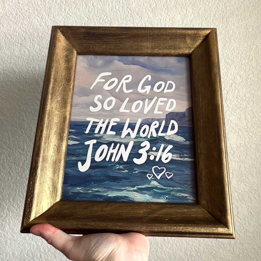 John 3:16 in Refinished Vintage Wood Frame 8x10