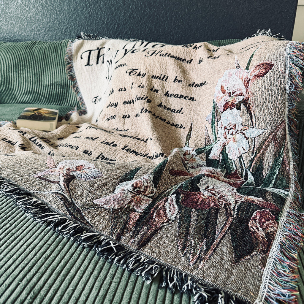 Vintage The Lord’s Prayer Tapestry Throw Blanket