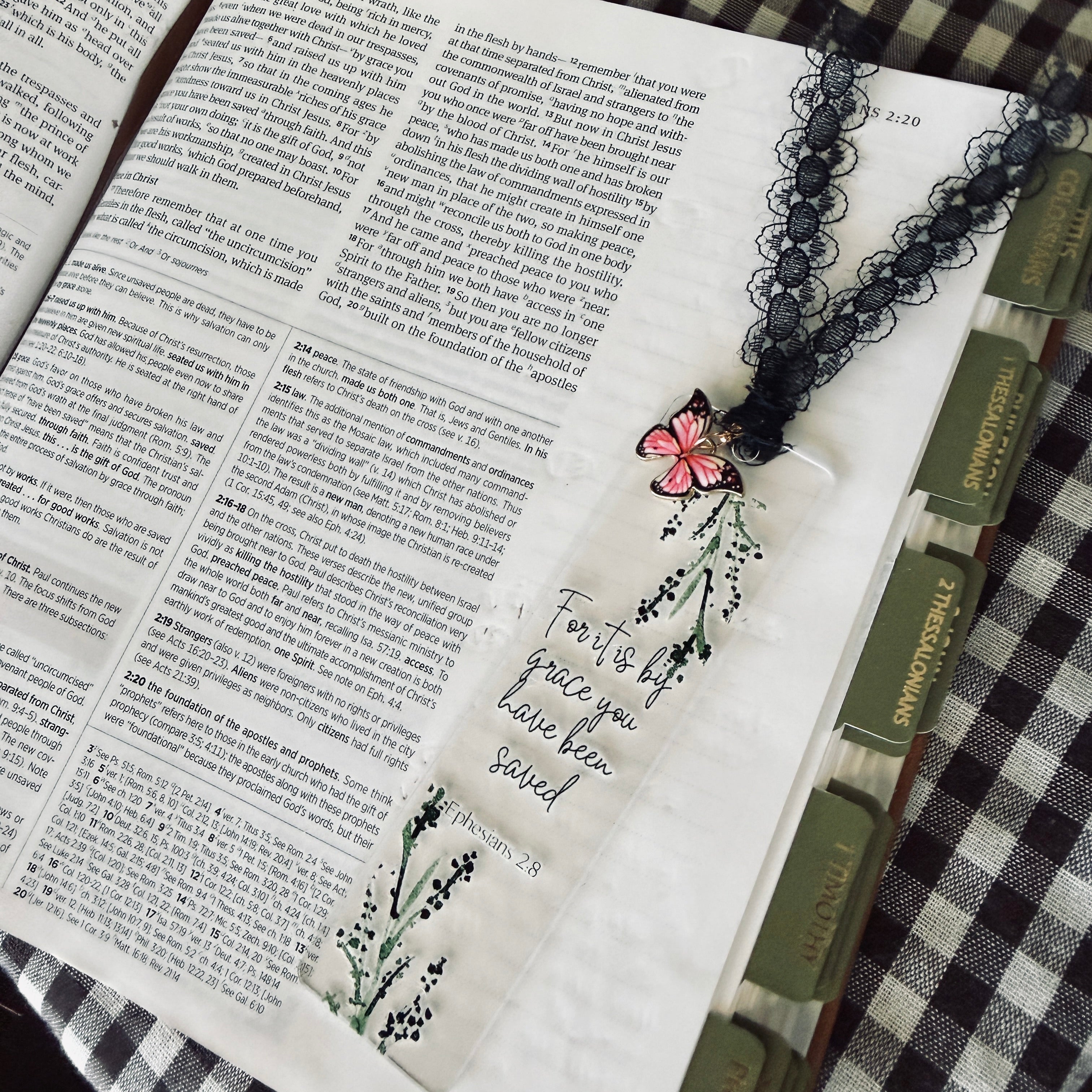 “Saved by Grace” Bible Verse Charm Bookmark