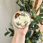 Clean Ingredient Hand Poured Candle in Vintage Leaves Pressed Glass Tea Cup