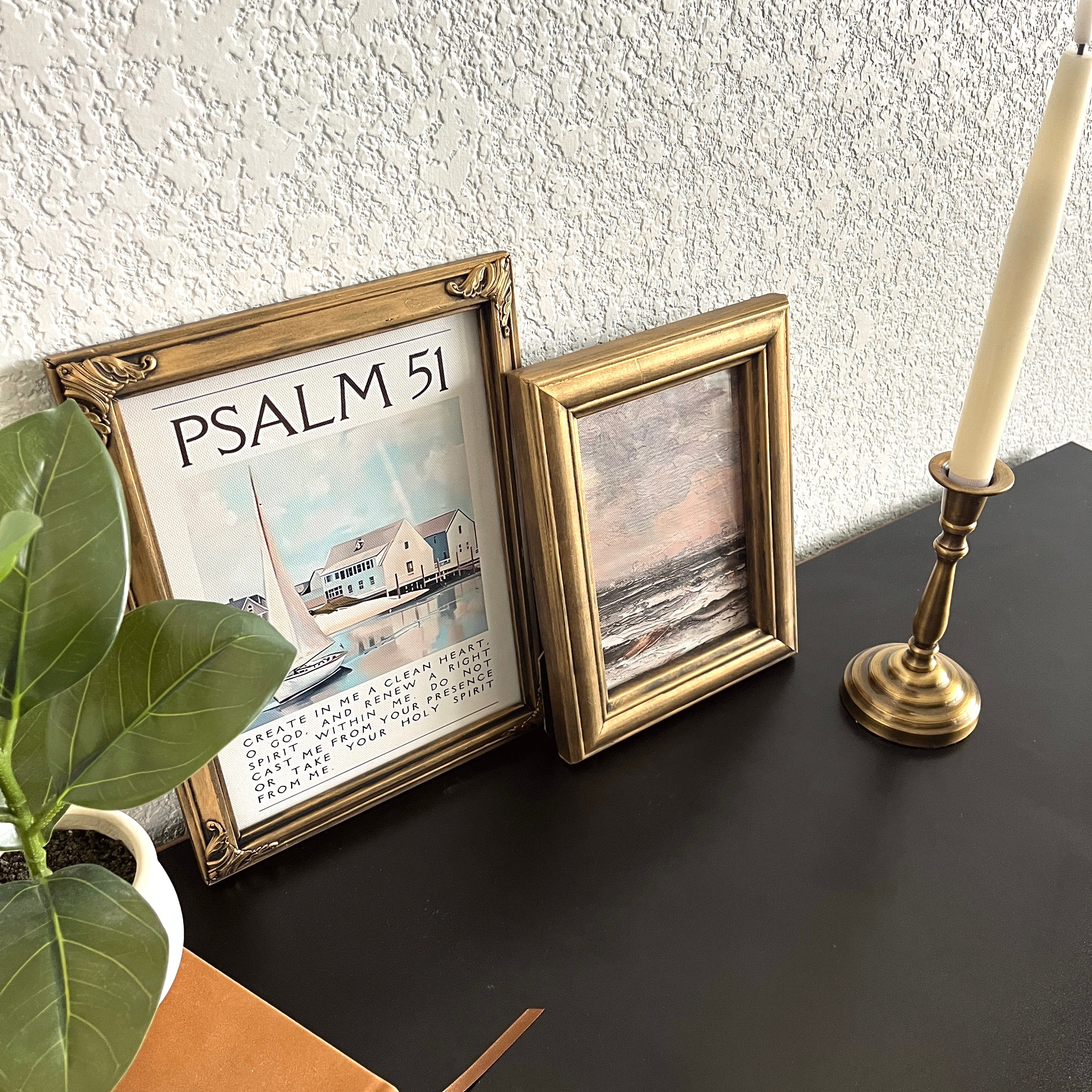 Set of 2 Psalm 51 in Refinished Vintage Frames 8x10 & 5x7