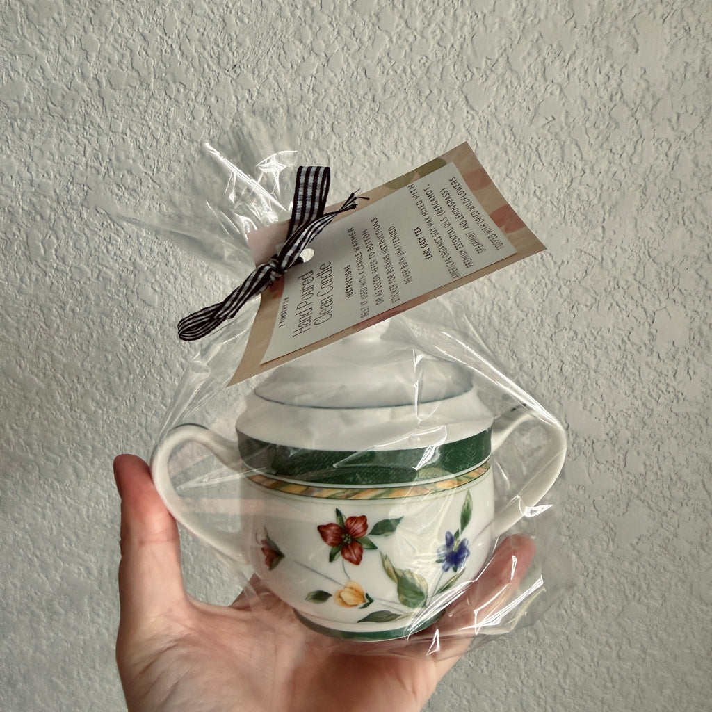 Clean Ingredient Hand Poured Candle in Vintage Lidded Sugar Jar