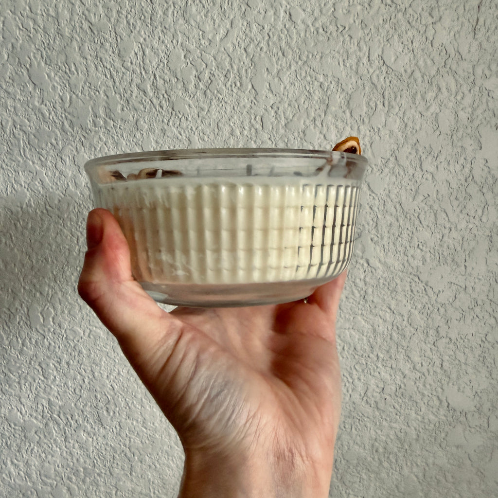 Clean Ingredient Hand Poured Candle in Vintage Pressed Glass Bowl