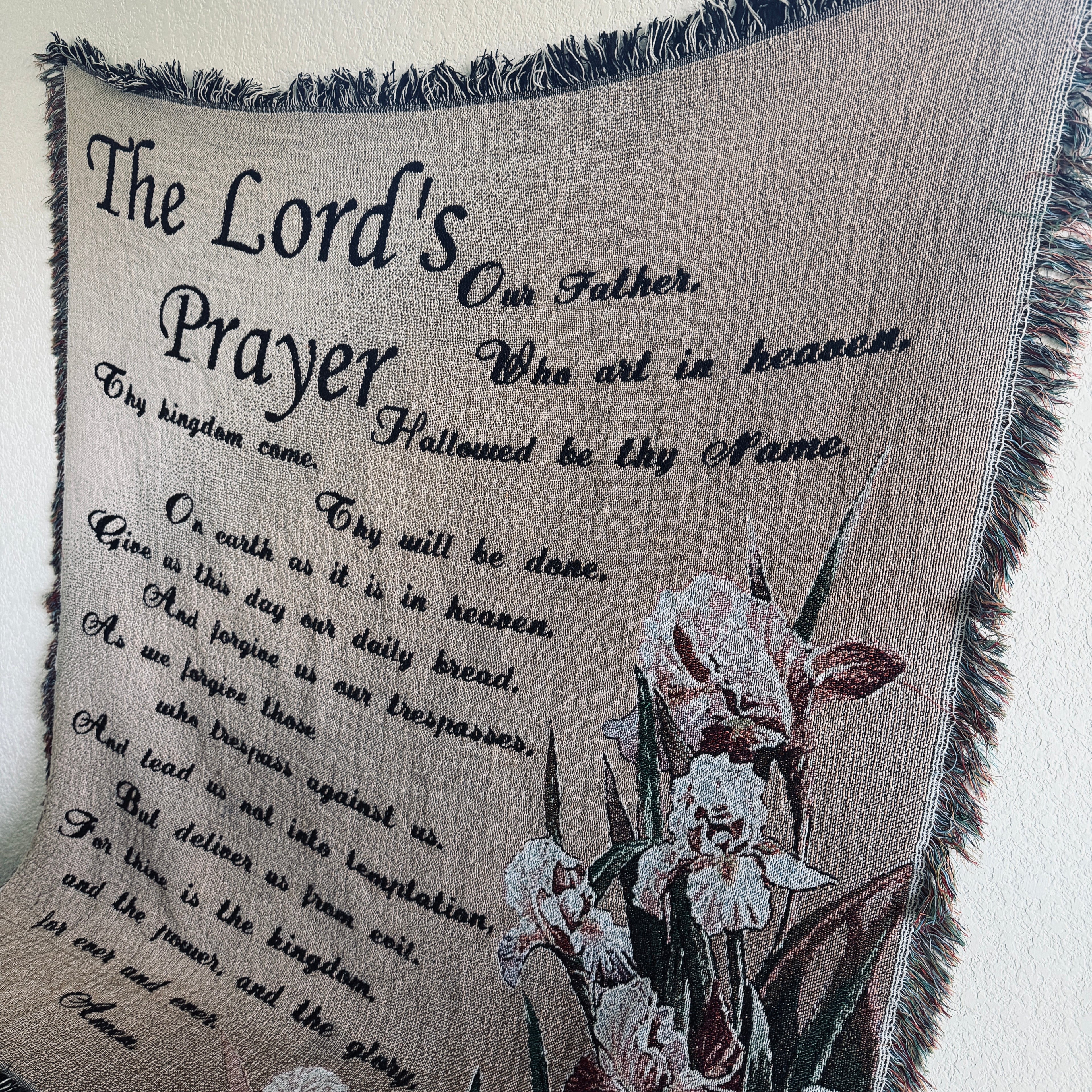 Vintage The Lord’s Prayer Tapestry Throw Blanket