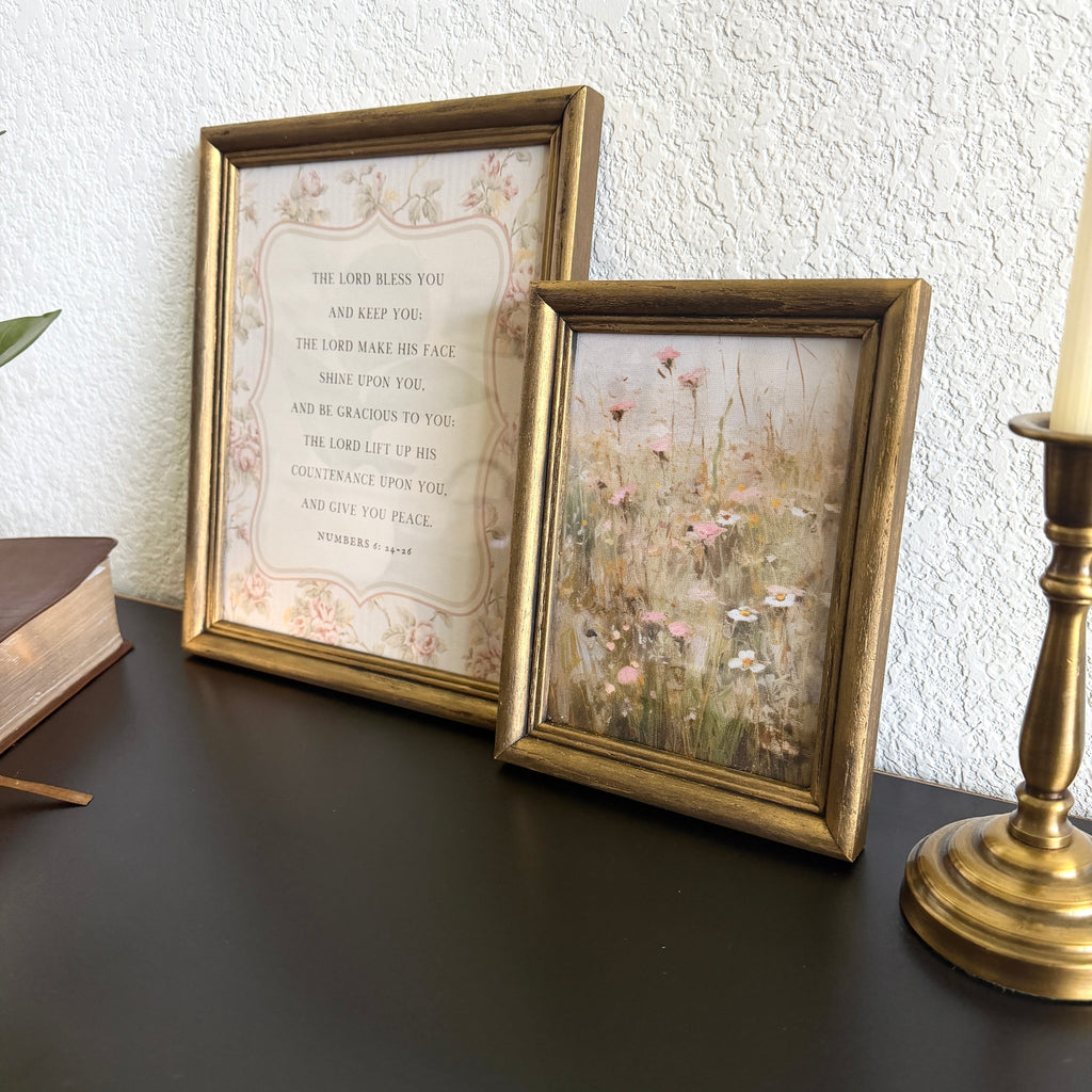 Set of 2 The Blessing Numbers 6:24-26 in Refinished Vintage Frames 8x10 & 5x7