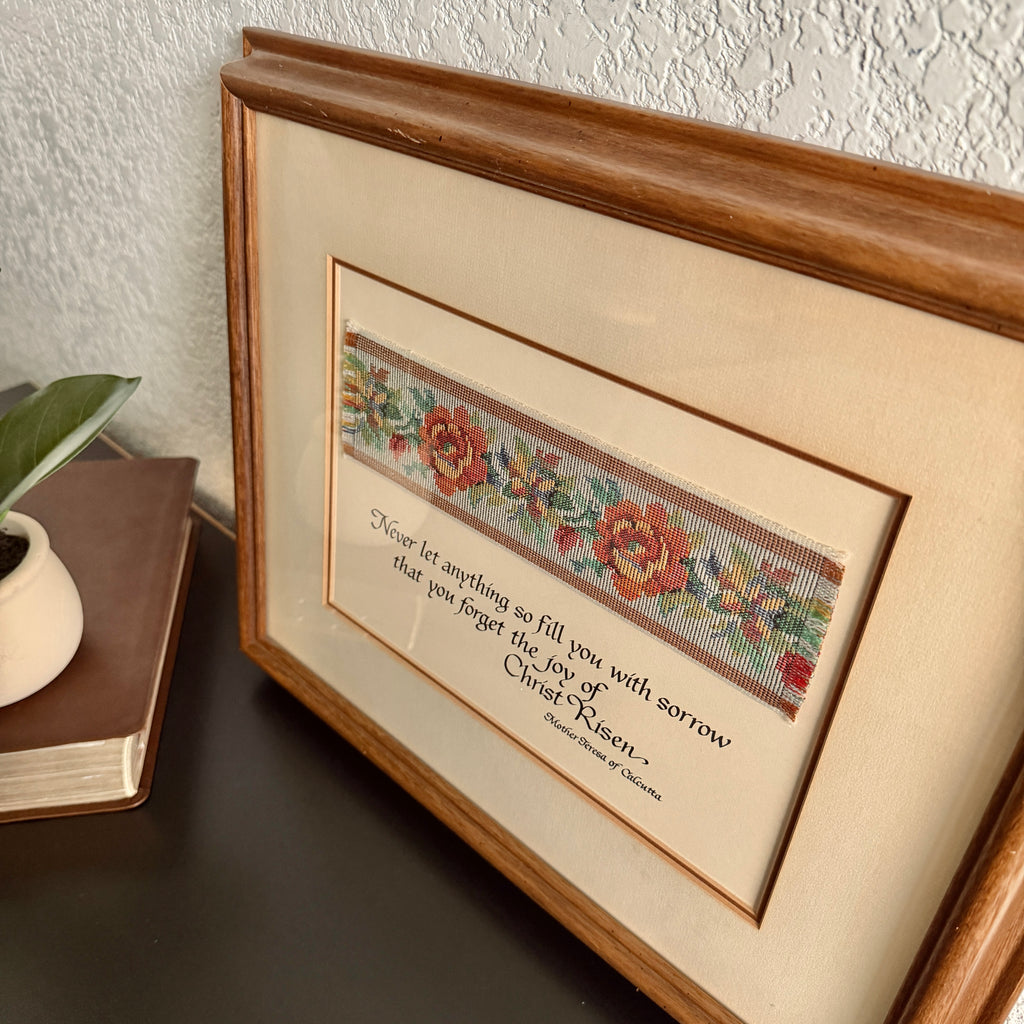 Vintage Joy of Christ Mixed Media Framed Art 14 x 17 inches