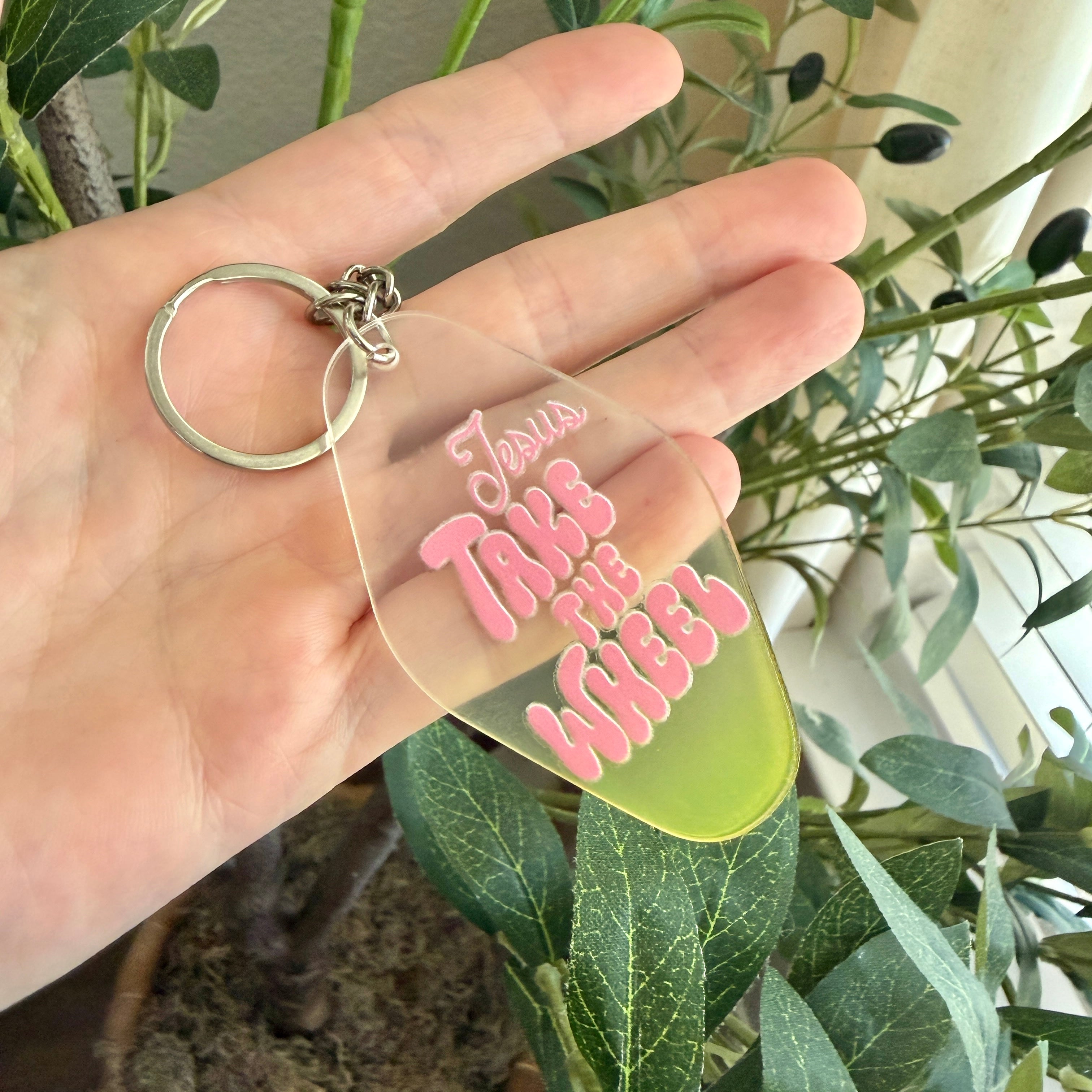 Jesus Take the Wheel Keychain/Bag Charm Yellow Ombré