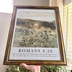 Romans 8:28 Bible Verse Print in Refinished Vintage Distressed Wood Frame 16x20